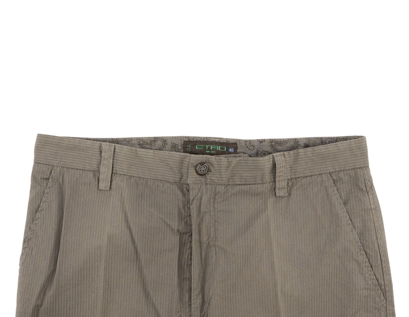 780$ ETRO MILANO Taupe Gray Fine Cotton Pant Straight Leg Made in Italy