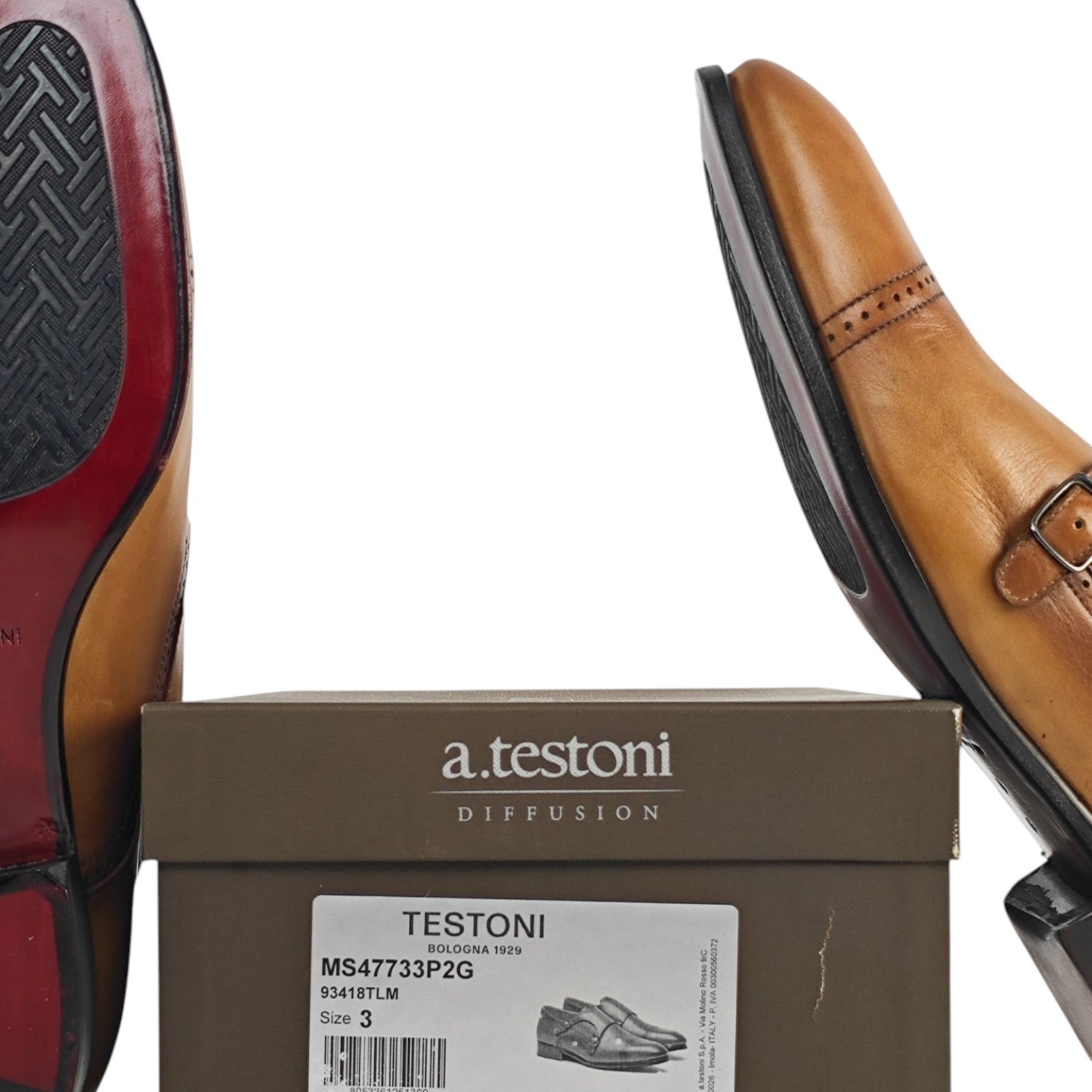 1250$ TESTONI "Positano" Double Monk Shoes Washed Calf 8 UK / 9 US / 42 IT