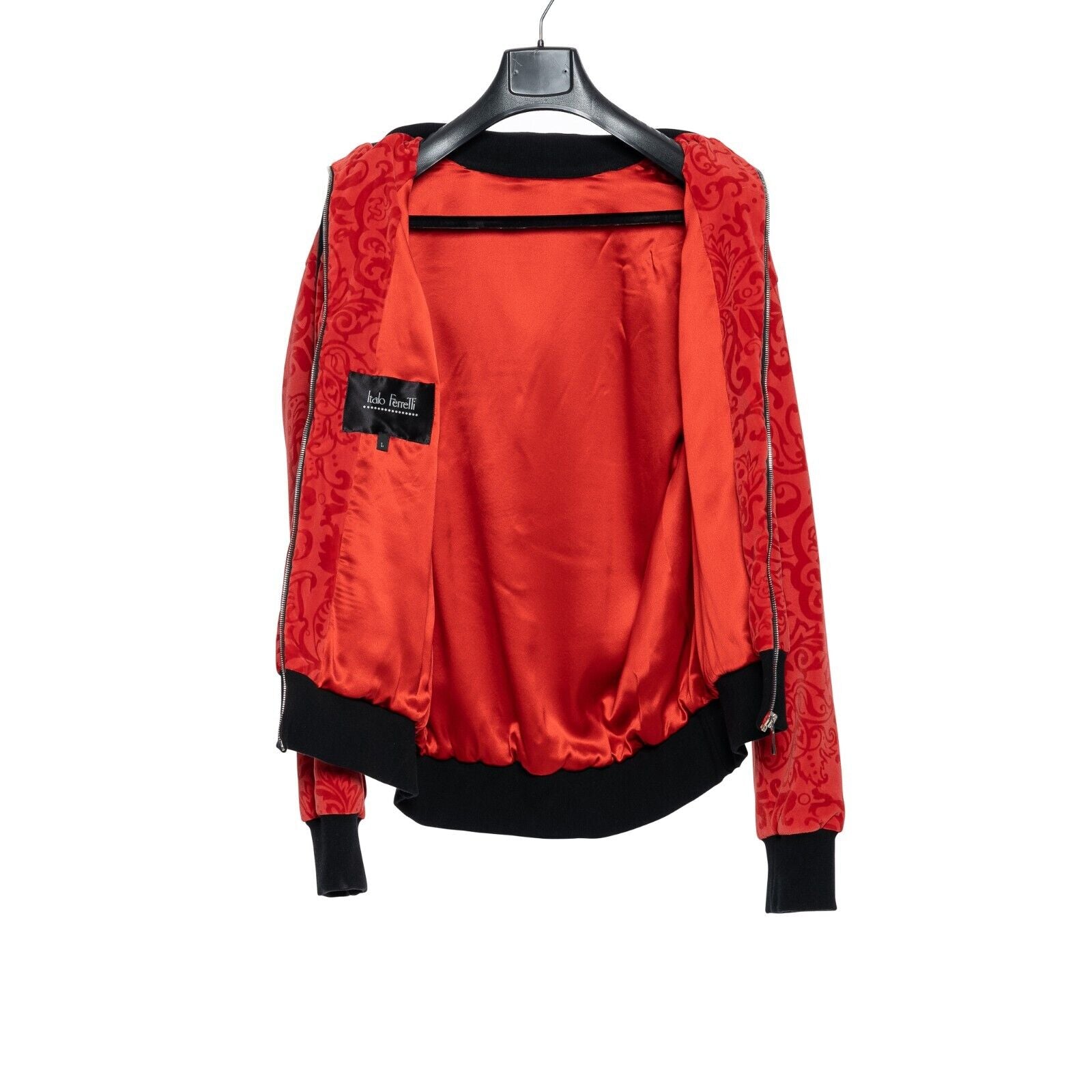 3500$ ITALO FERRETTI Tracksuit Jogging Suit Red "DAMASK" Velvet + Silk Size L