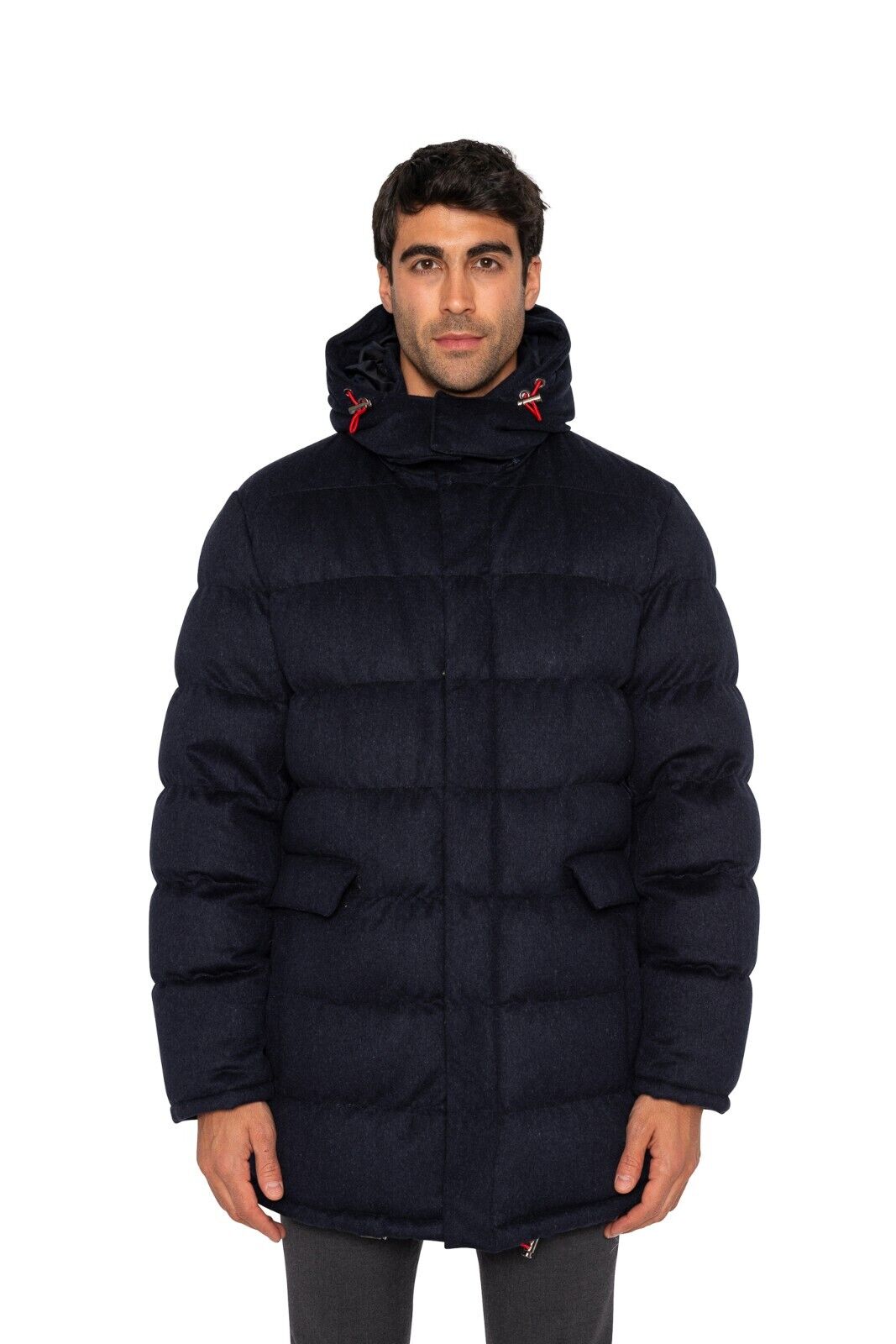 $6500 ISAIA NAPOLI Blue Navy Goose Down Hooded Puffer Coat 100% Cashmere