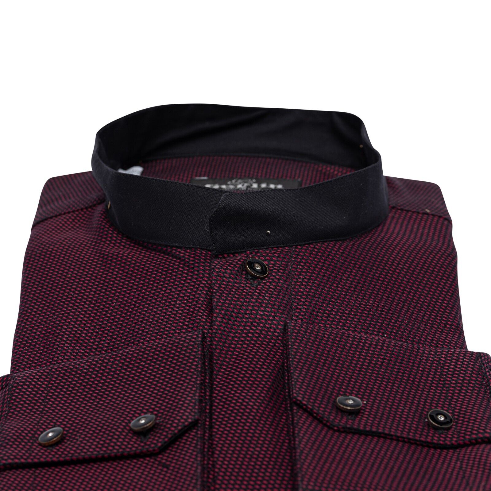 690$ LUXURY GERLIN Shirt Korean Burgundy Twill Cotton 16 - 41 2M BIJAN