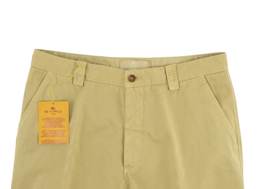 750$ ETRO MILANO Washed Yellow Cotton Twill Pant Straight Leg 30 US / 46 EU