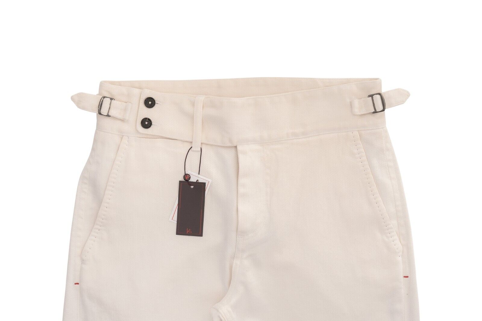 690$ ISAIA NAPOLI "CASALNUOVO" Trouser White Denim Jeans Trouser Pant Cotton