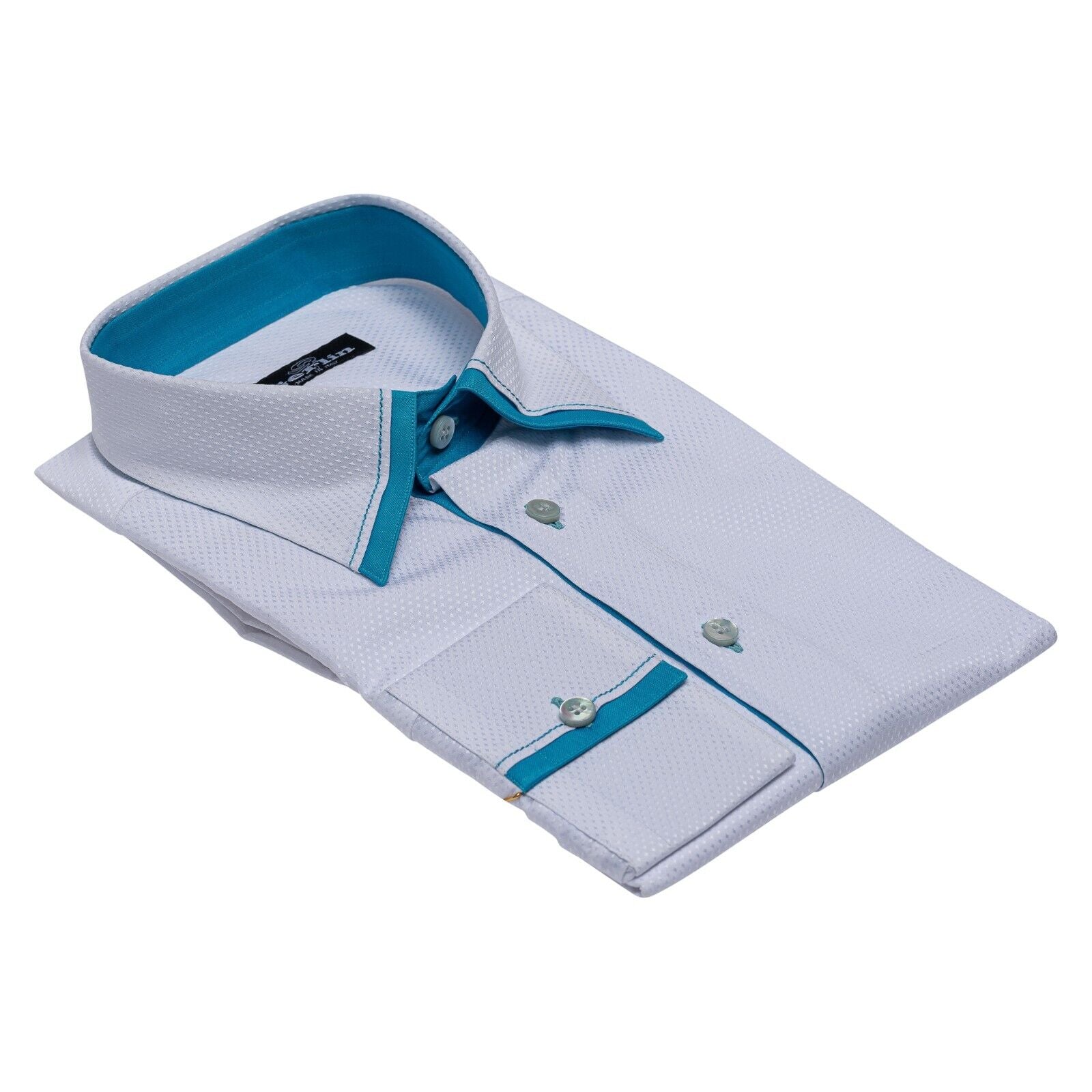 LUXURY 690$ GERLIN Shirt White JACQUARD Cotton 16-41 1C BIJAN