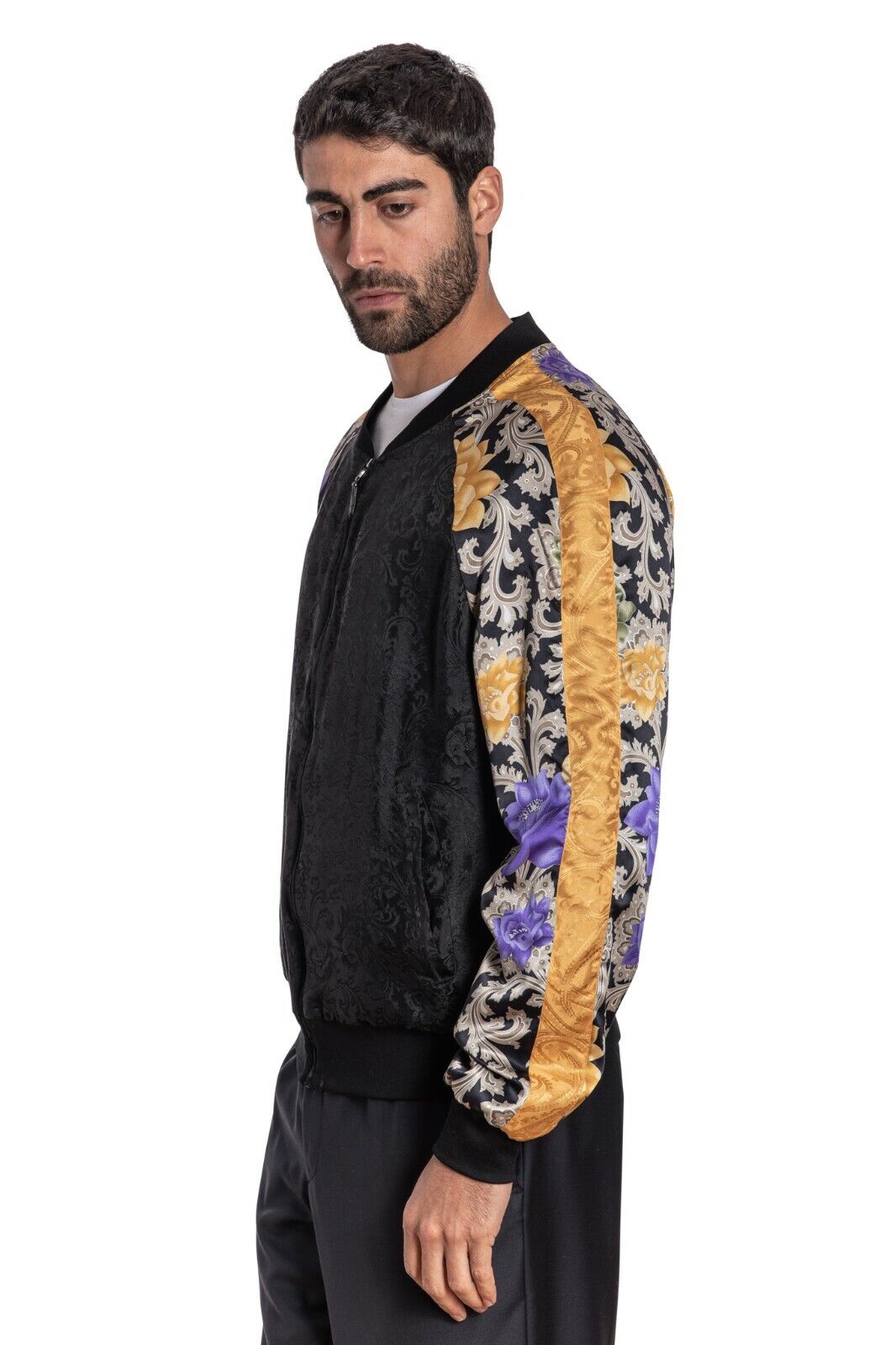 Limited Edition 2850$ GERLIN Jacket Bomber Floral 100% Silk Size L BIJAN