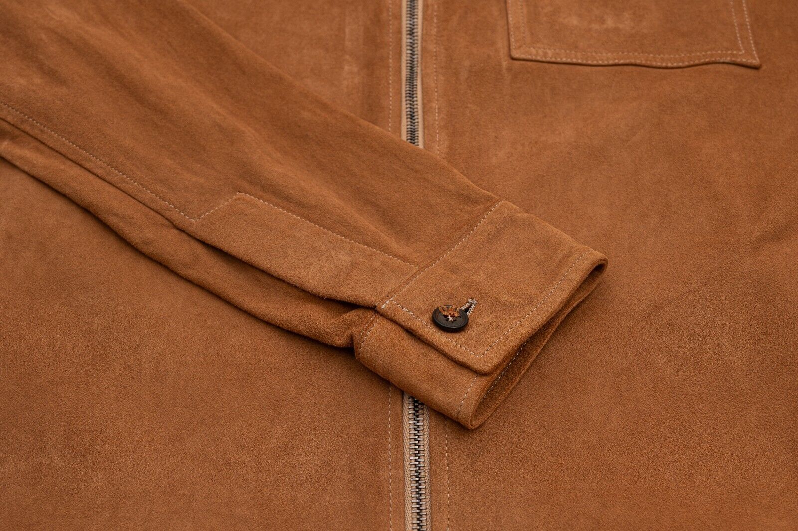 $3950 ISAIA NAPOLI Brown Zip Jacket Aged Effect Lambskin Leather 36 US / 46 EU