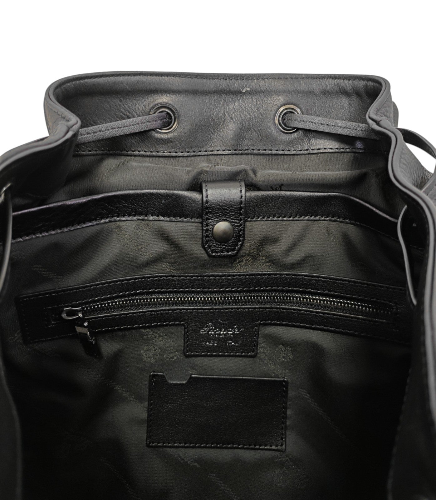 1990$ PINEIDER BOTTOLATO Grain Calf Multiple Backpack Travel Weekender Black XL