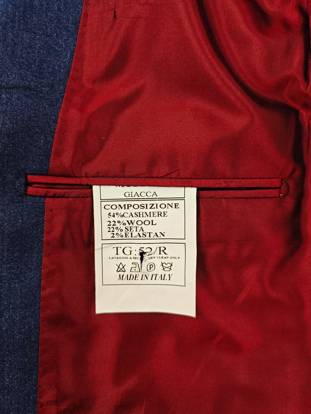 $2150 RUBINACCI NAPOLI Blue Jacket Sport Coat Wool Cashmere Silk 42 US / 52 EU