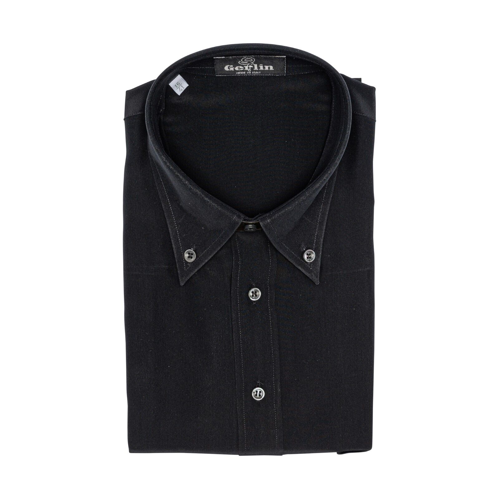 1400$ ITALIAN LUXURY GERLIN Shirt Black 100% Crèpe Silk 1S ZILLI