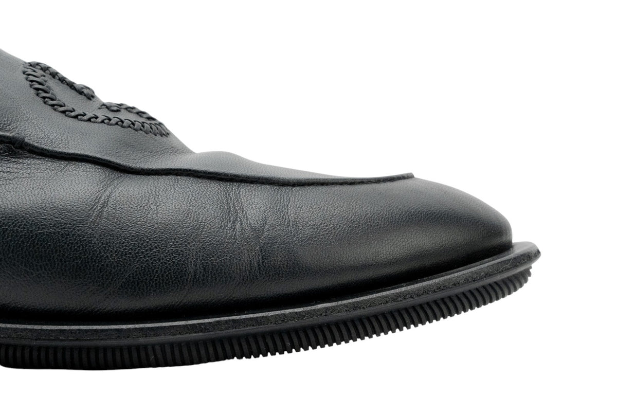 900$ GIORGIO ARMANI Shoes Loafers Logo Blue Navy Leather 8 UK / 9 US / 42 IT
