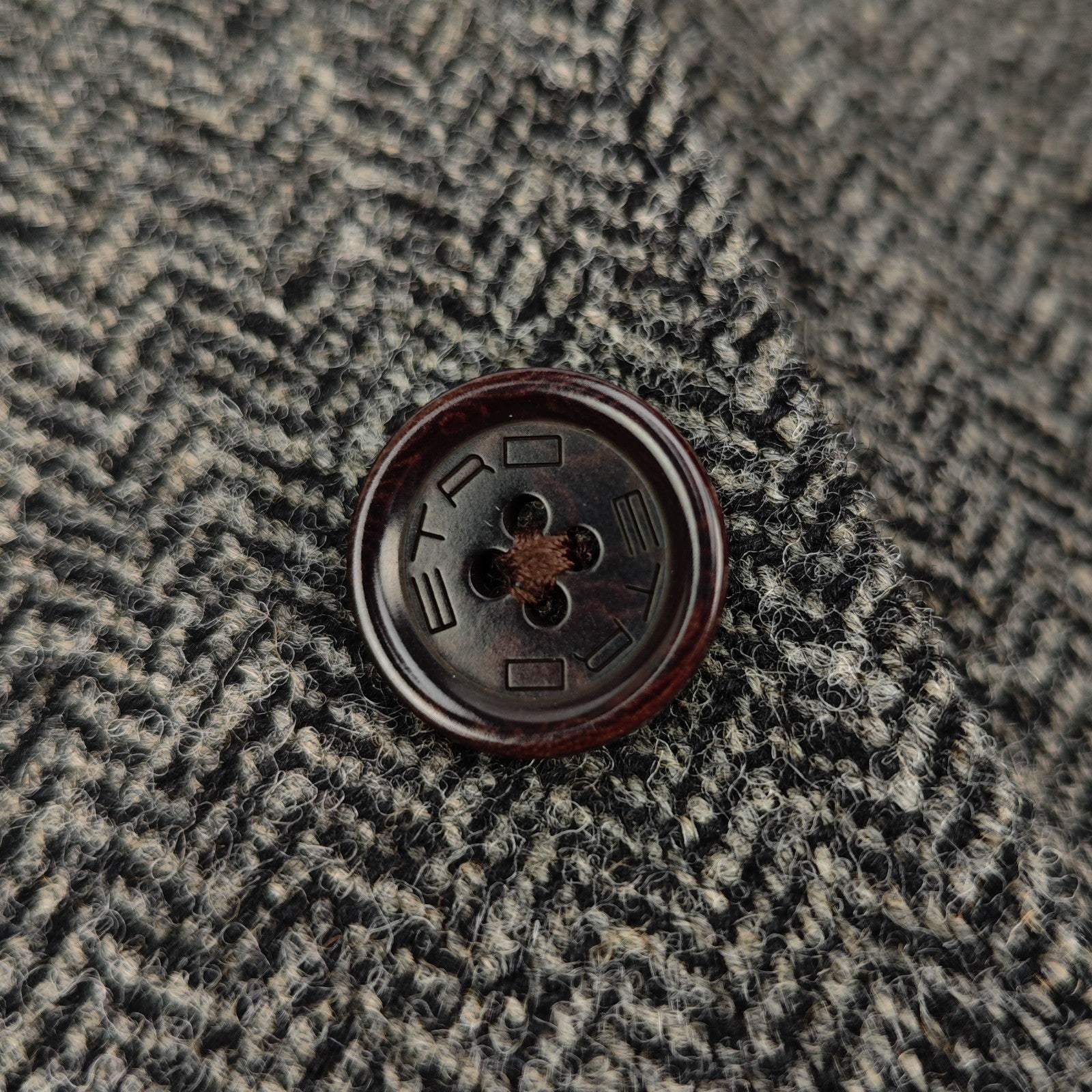 1700$ ETRO MILANO Gray Herringbone Wool Blazer Made in Italy 44 US / 54 IT