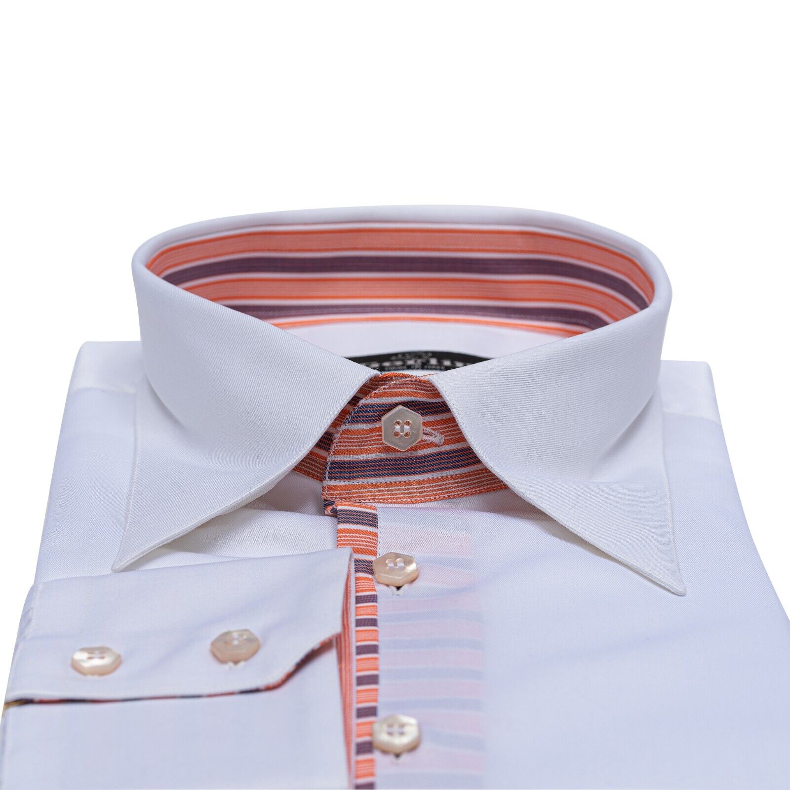 690$ ITALIAN LUXURY GERLIN Shirt Point Collar White FINE Cotton 5C ZILLI