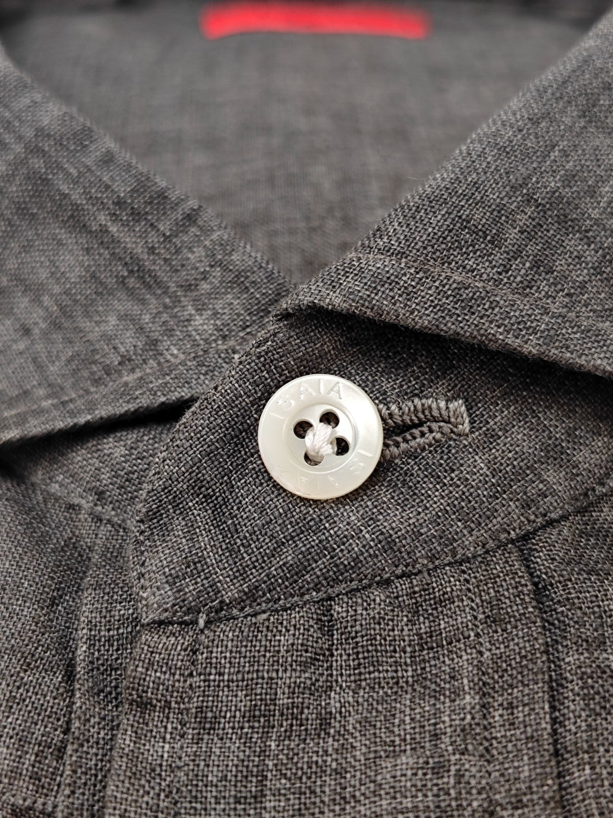 815$ ISAIA NAPOLI "Mix" Gray Dress Shirt Hand-Sewn 100% Linen 18 - 45