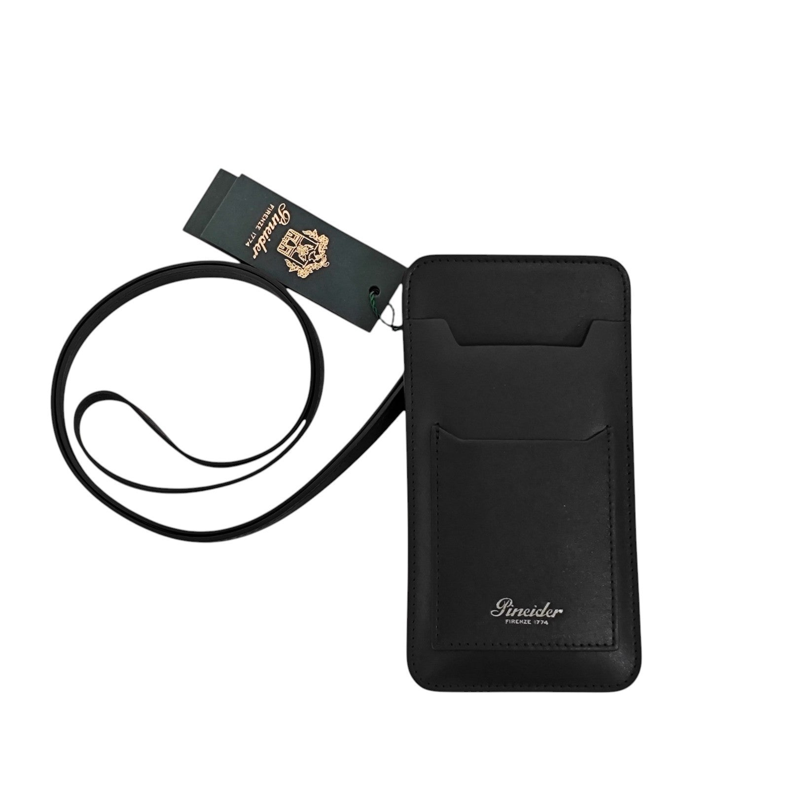 240$ PINEIDER FIRENZE 1774 "Metro Smooth" Necklace Double Pen Holder Calf Black