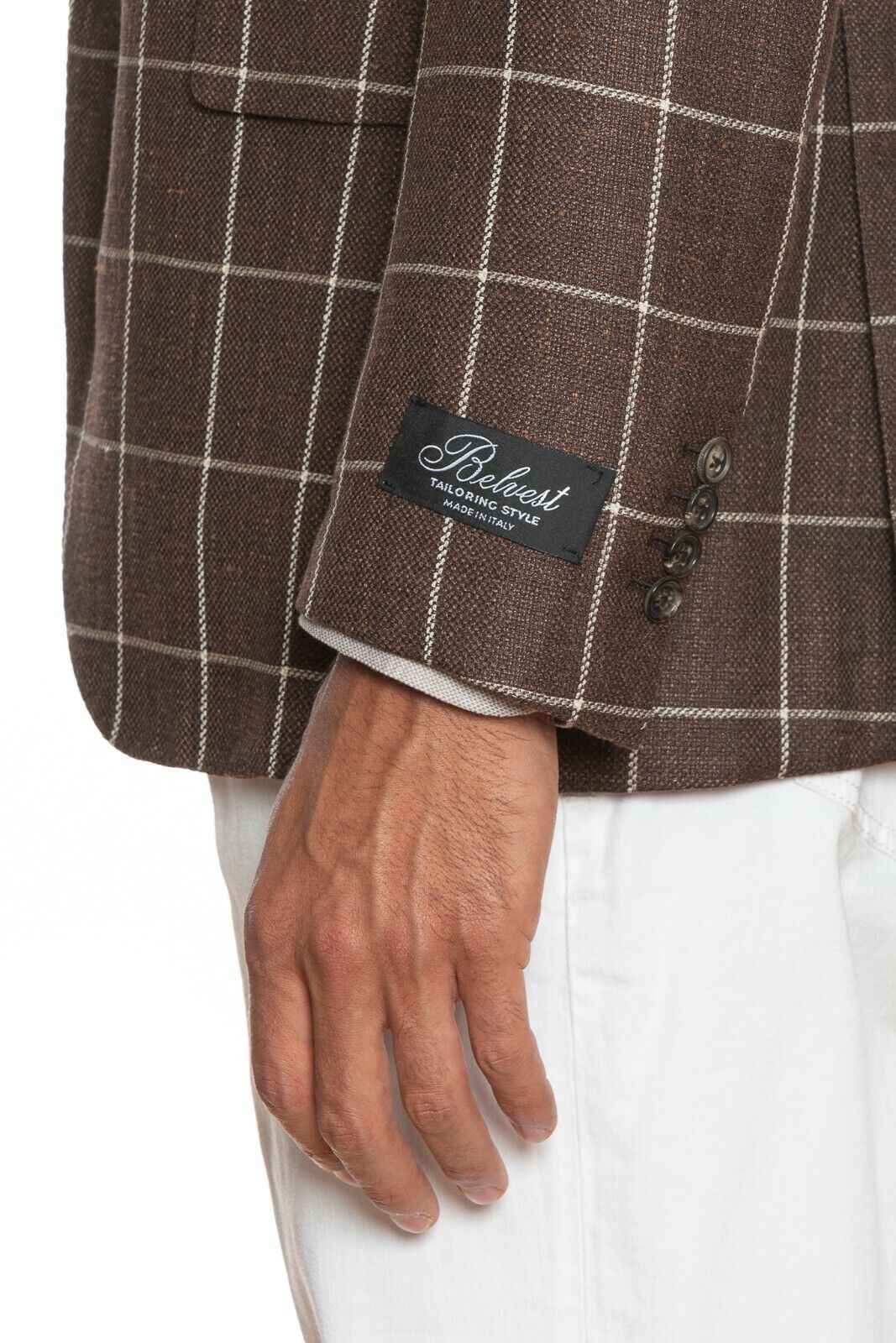 2200$ BELVEST Jacket Brown Checks Wool Silk Linen Drop 7 JACKETINTHEBOX Edition
