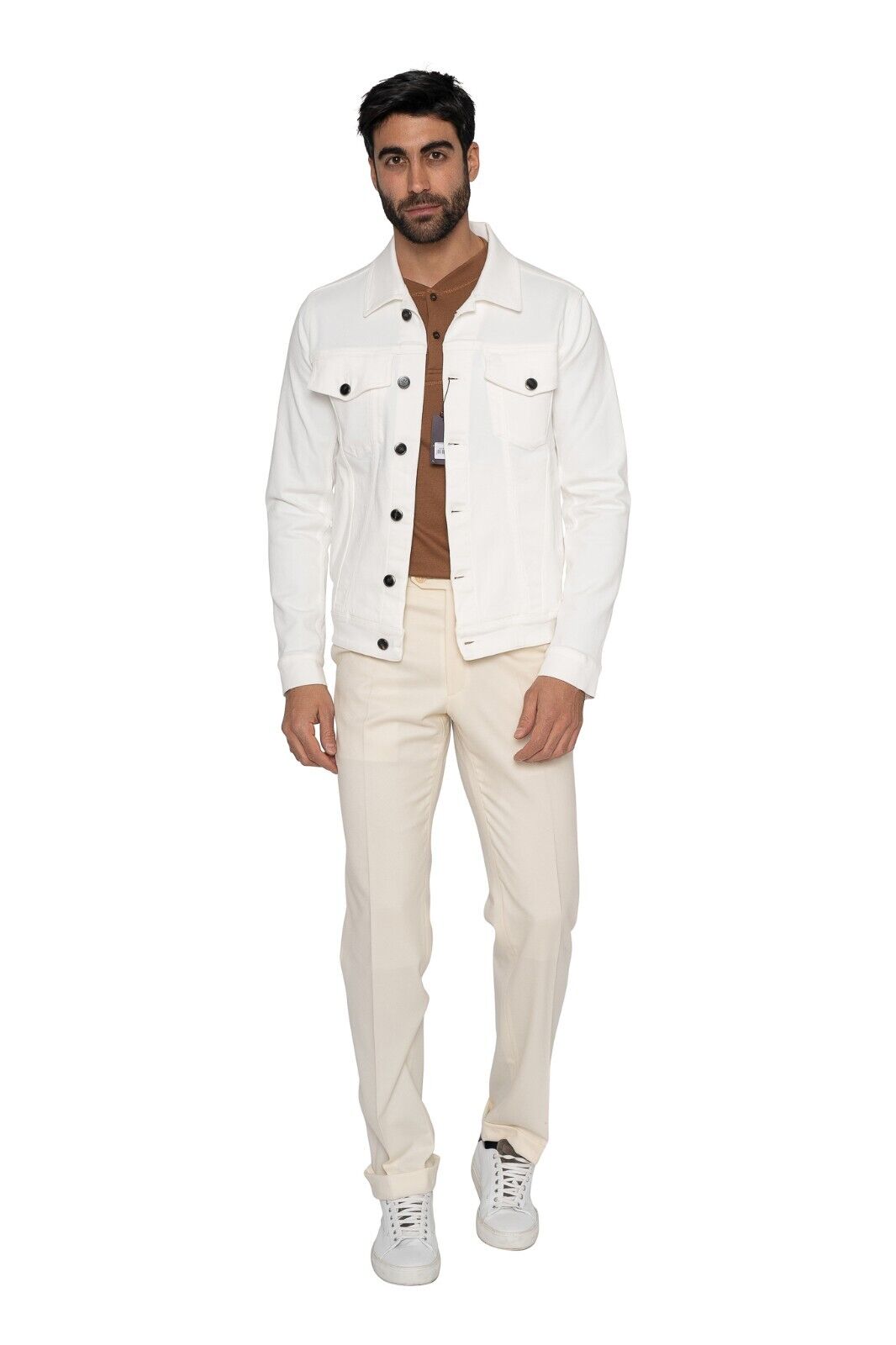 1200$ ISAIA NAPOLI White Trucker Denim Japan Jacket Coat 100% Cotton