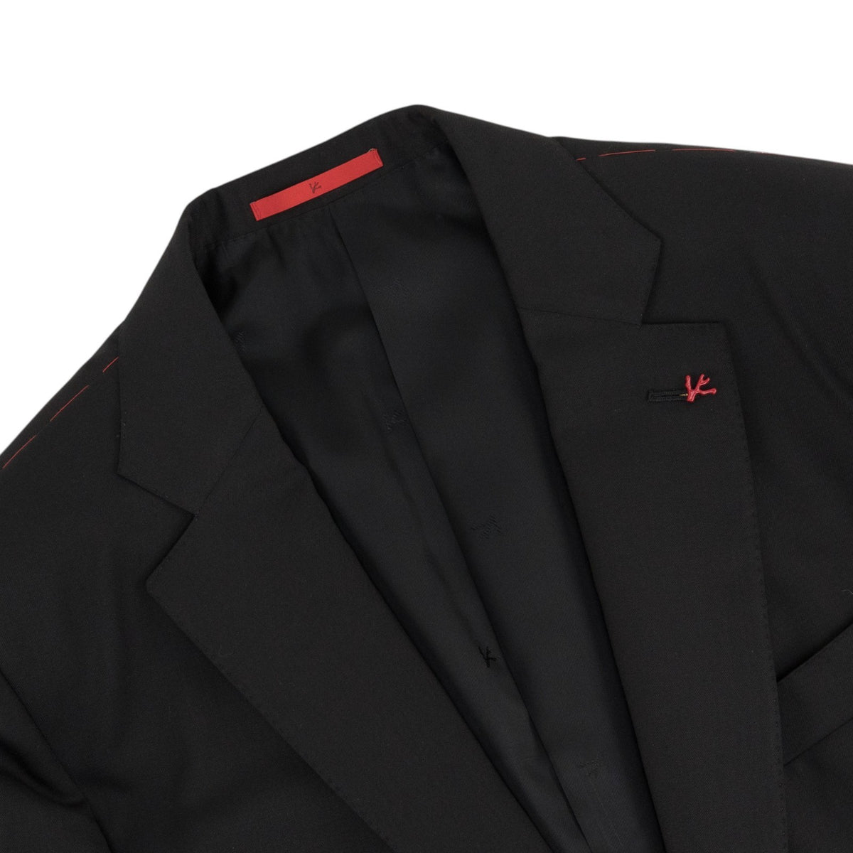 $7150 ISAIA "Sanita" Black Suit Hand-Sewn Fine Wool Aquaspider Water Repellent