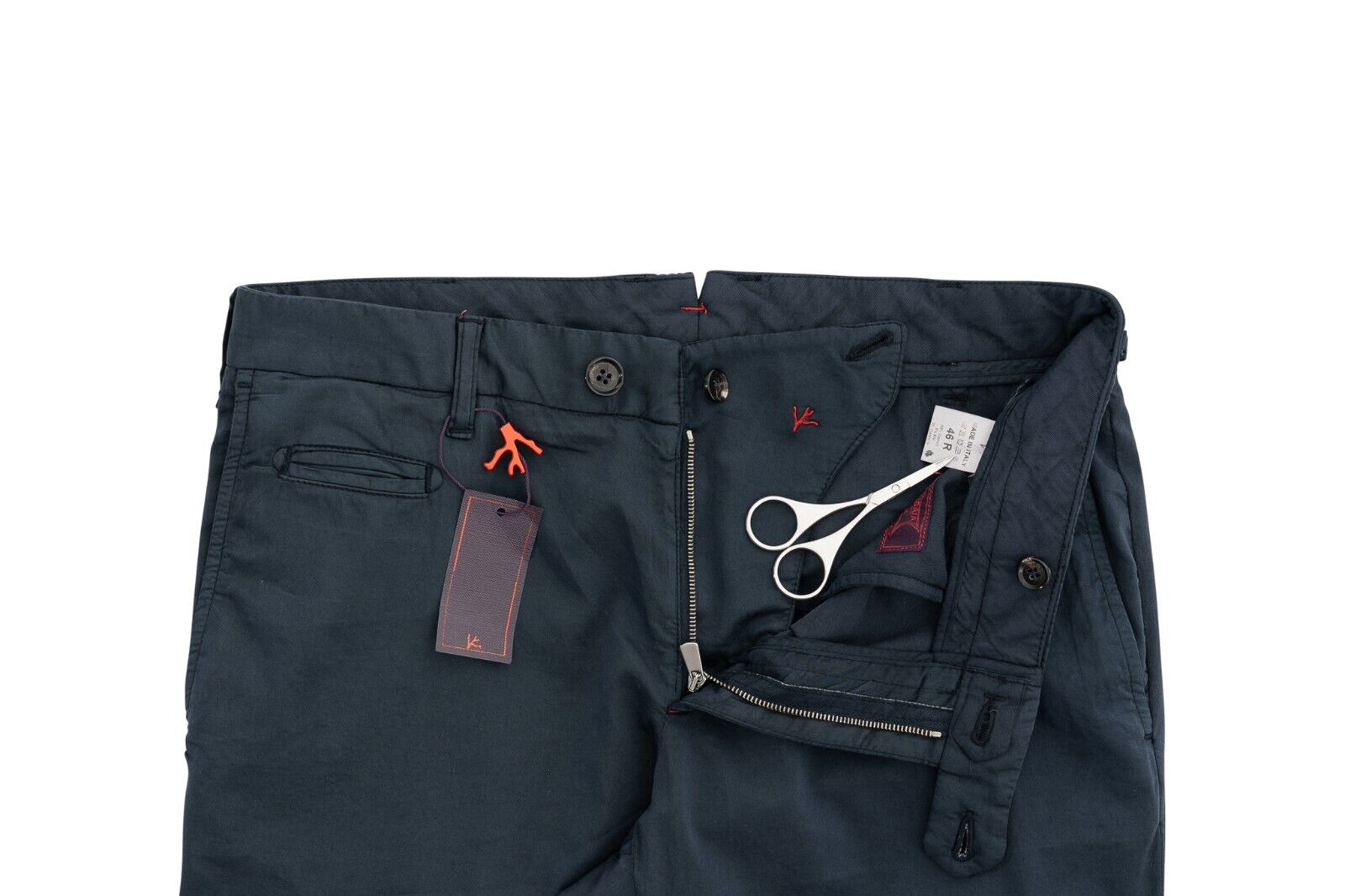 690$ ISAIA NAPOLI Blue Chino Trousers Pant Cotton Silk 30 US / 46 EU Slim Fit
