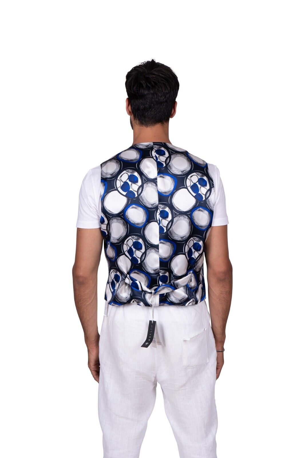 1200$ LUXURY GERLIN Gilet Jacket Vest Blue 100% Silk Size 16 - 41 ZILLI