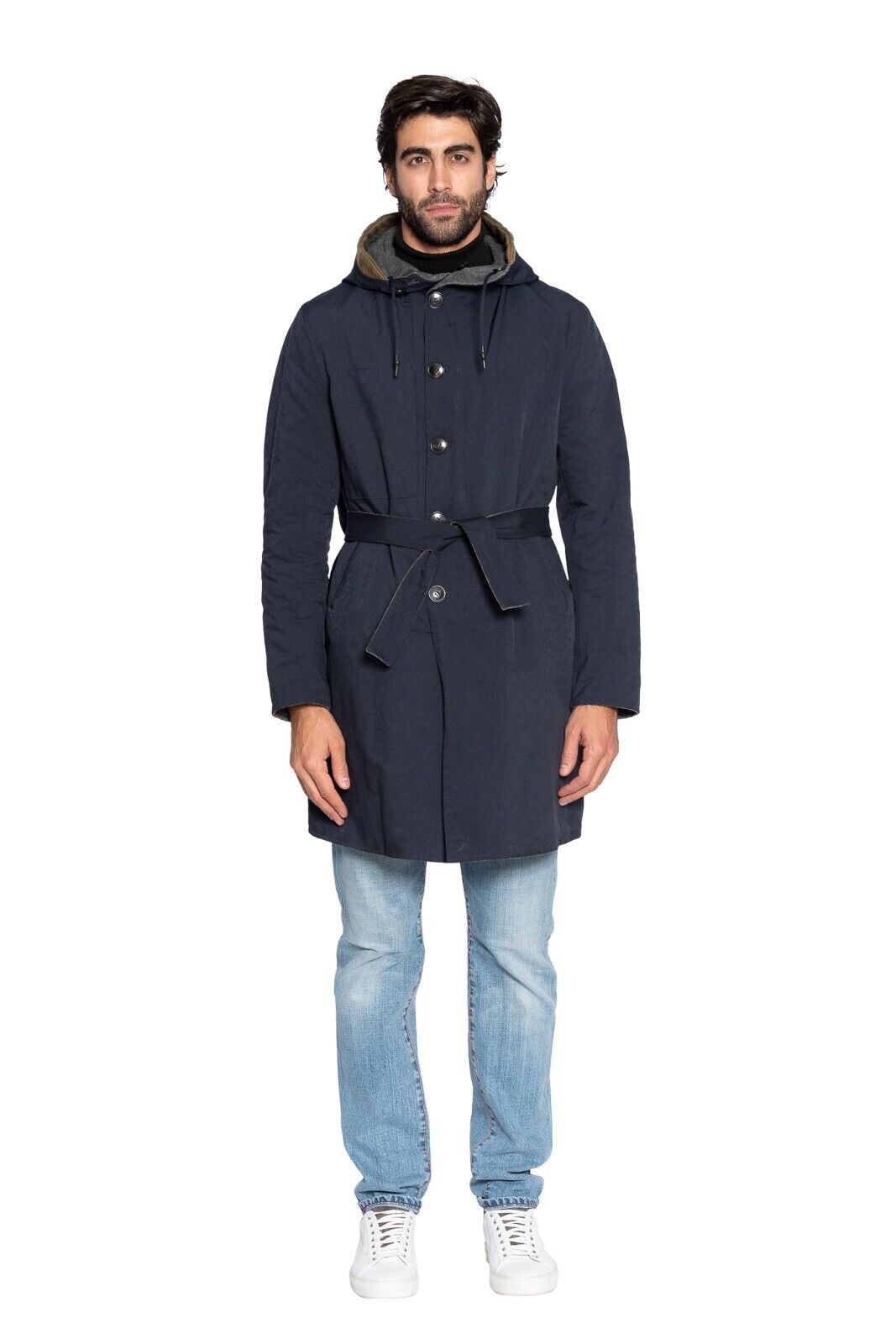 850$ M.I.D.A TOKYO-FIRENZE Parka Coat Reversible Wool Blue / Gray 42 US / 52 EU