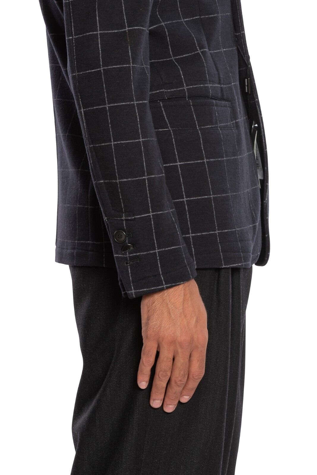 2200$ GIORGIO ARMANI Black Label RUNWAY Jacket Blouson Dark Blue Wool Checks