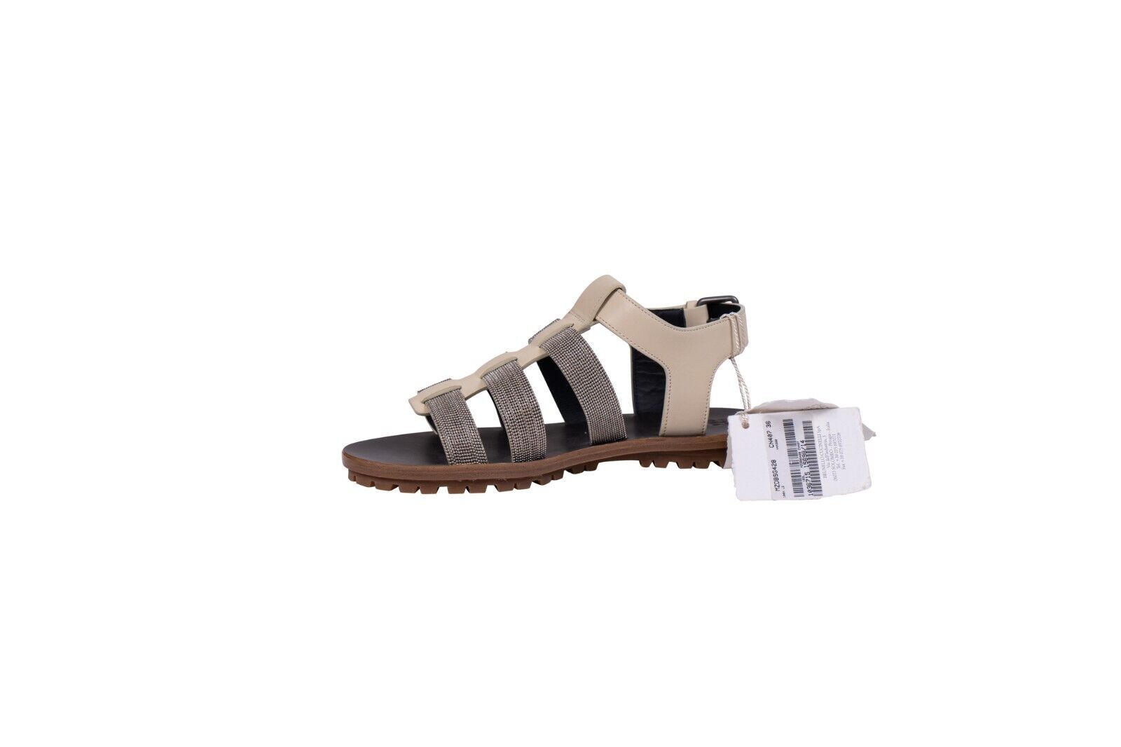 1400$ BRUNELLO CUCINELLI Sandal Monile Shoes Beige Leather 6 US / 3 UK / 36 IT