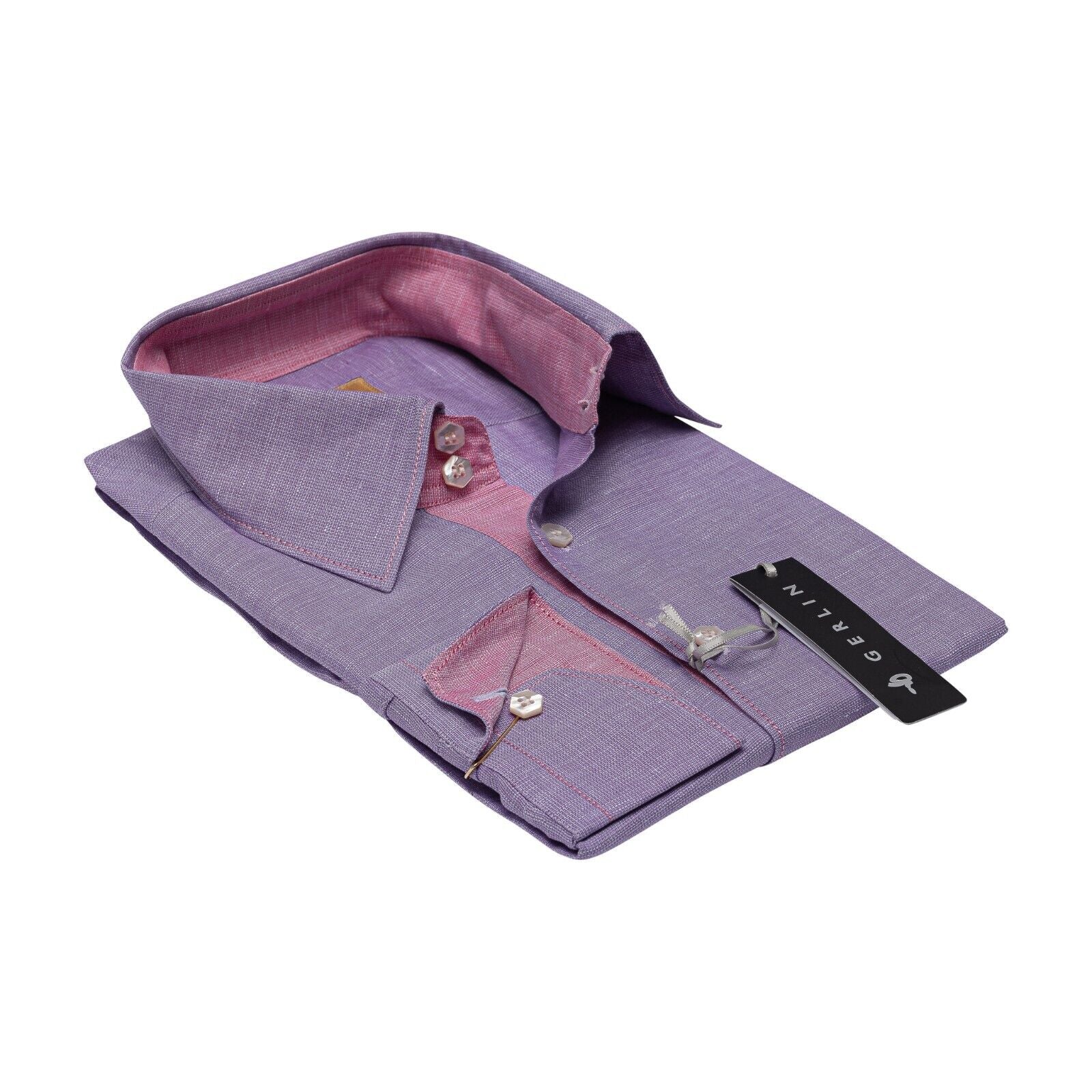 690$ LUXURY GERLIN Shirt Linen & Cotton Lavender 16 - 41 5Q BIJAN