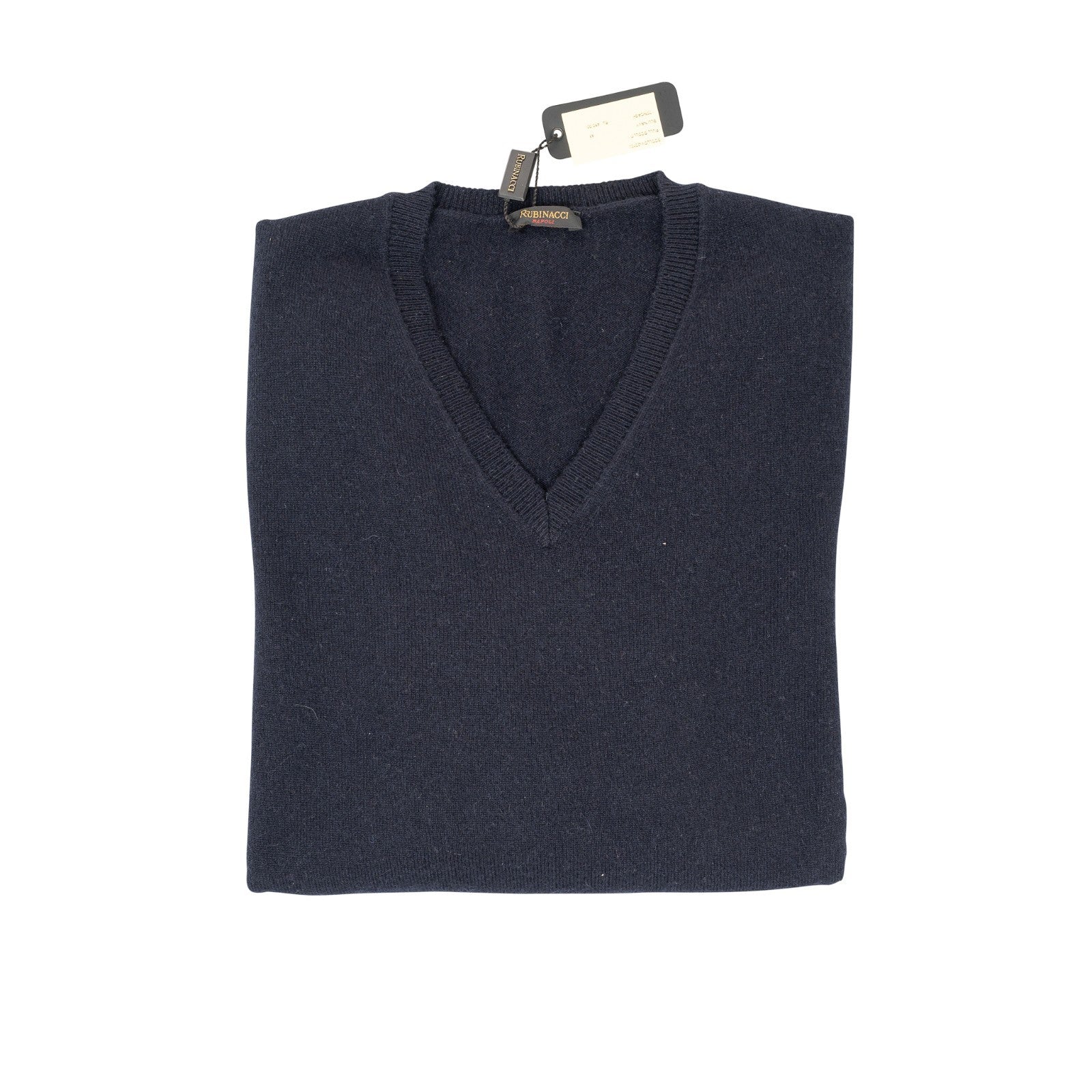 750$ RUBINACCI NAPOLI Blue Navy Sweater V-Neck 100% Cashmere 38 US / 48 EU