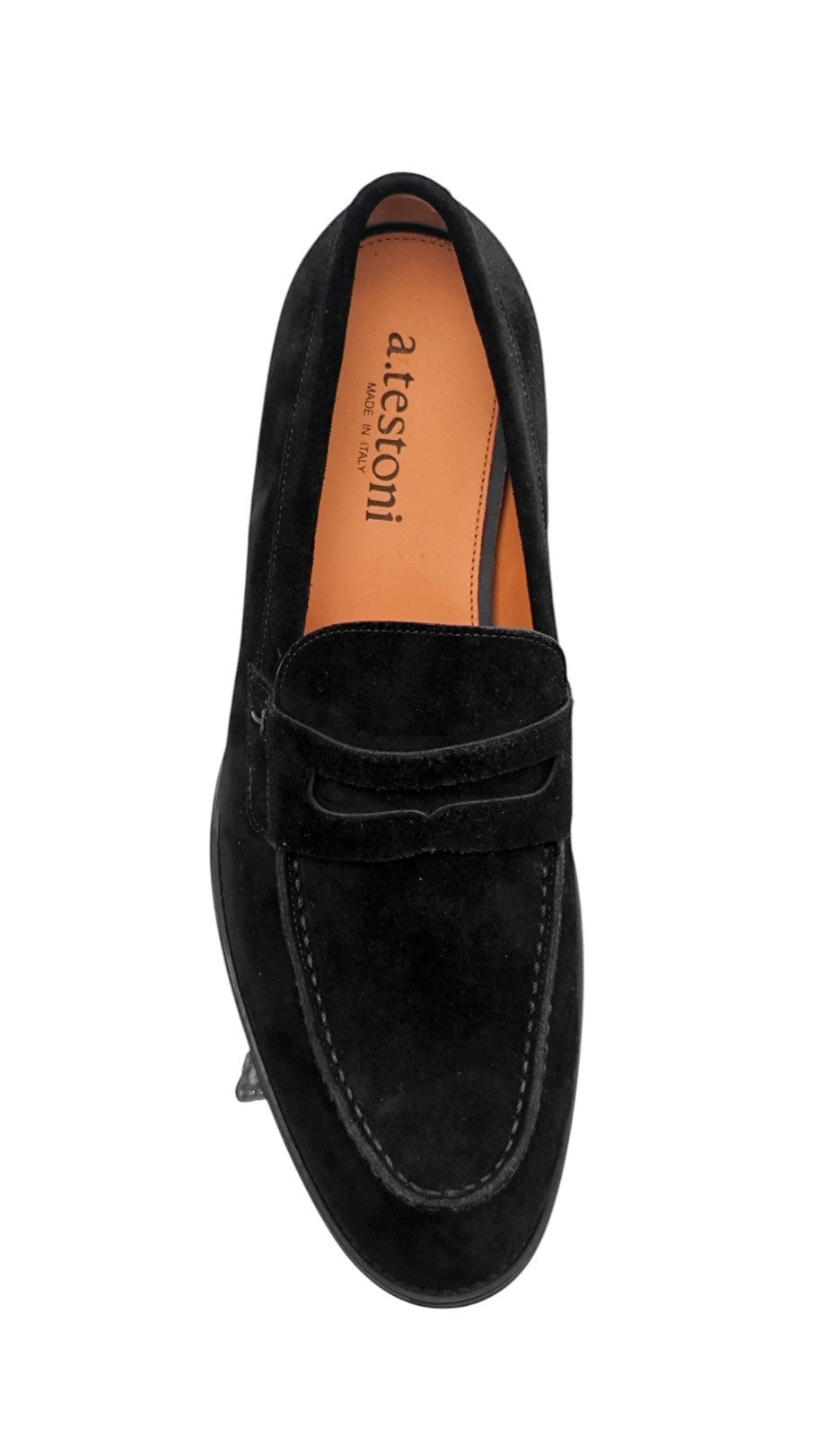 1250$ TESTONI Casual Loafer Shoes Suede Calf Black 8 UK / 9 US / 42 IT