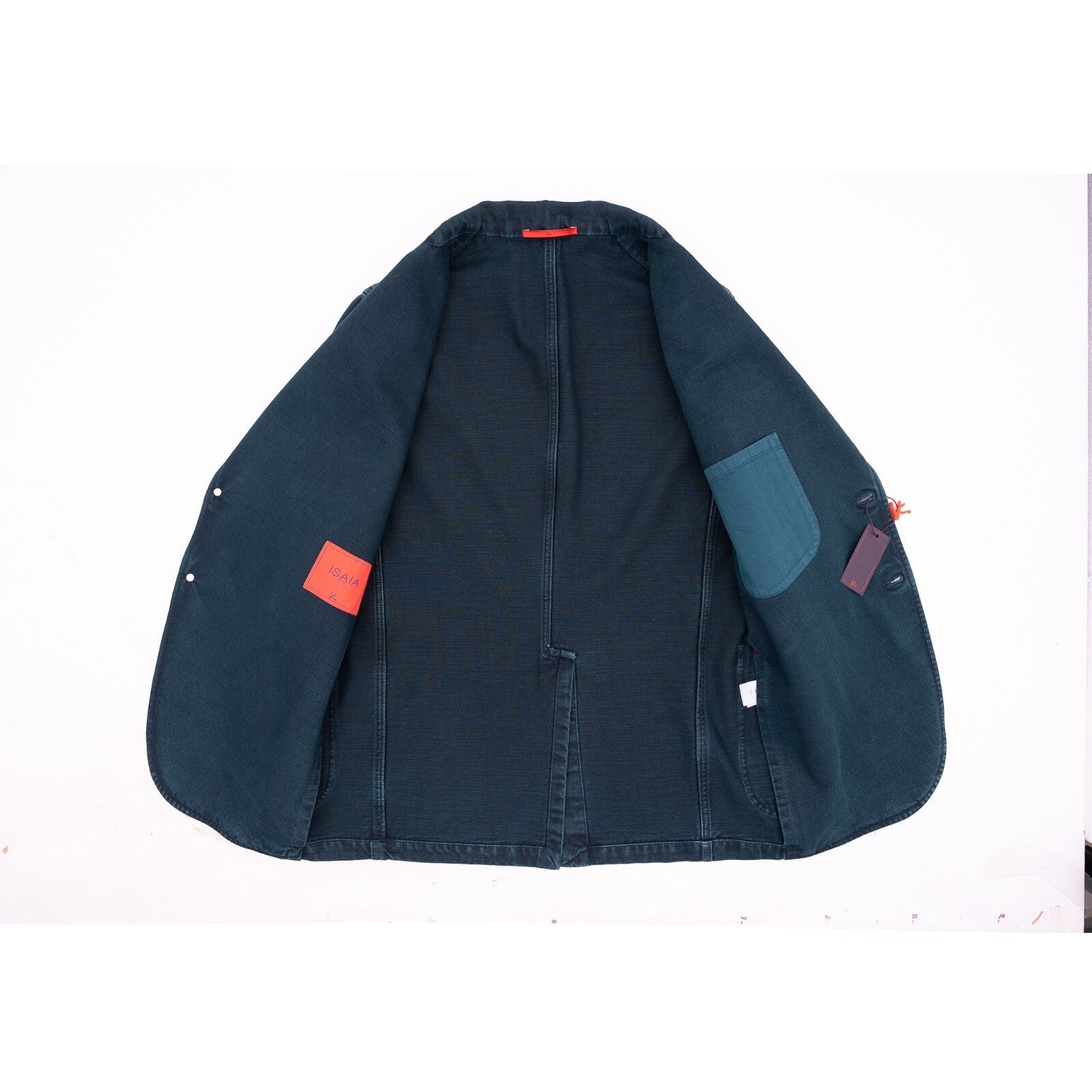 $3800 ISAIA NAPOLI Petrol Green Hand-Sewn Denim Sport Jacket Cotton 38 US 48 EU