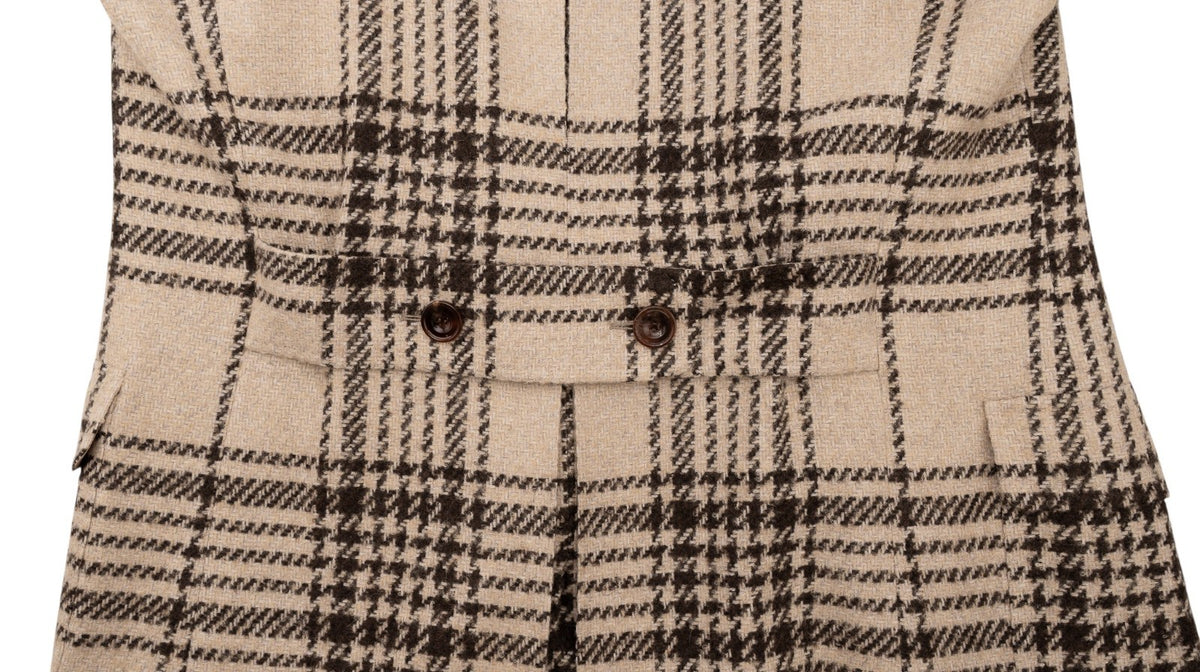 $3150 SARTORIO by KITON Beige Overcoat Alpaca / Wool Plaid 40 US / 50 EU