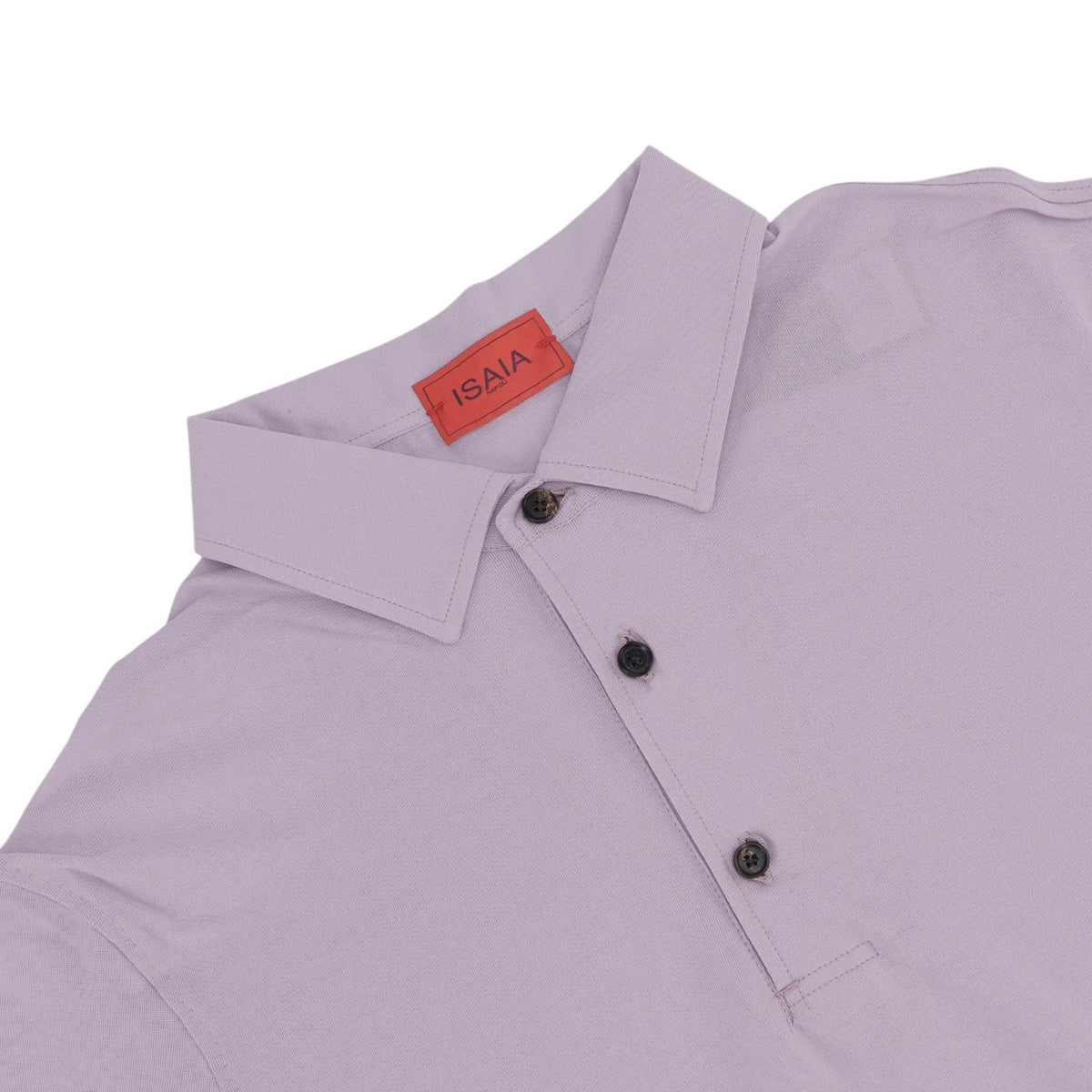 585$ ISAIA NAPOLI Cotton Jersey Short Sleeve Hand-Sewn Polo Lilac Size M