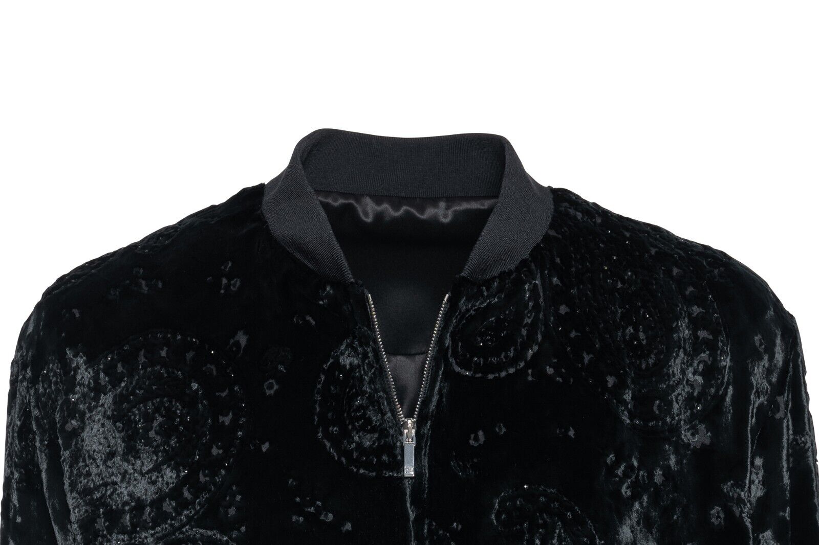 2000$ FABIO CAVIGLIA Bomber Jacket Velvet "STRASS" Lining in Silk 44 US / 54 EU