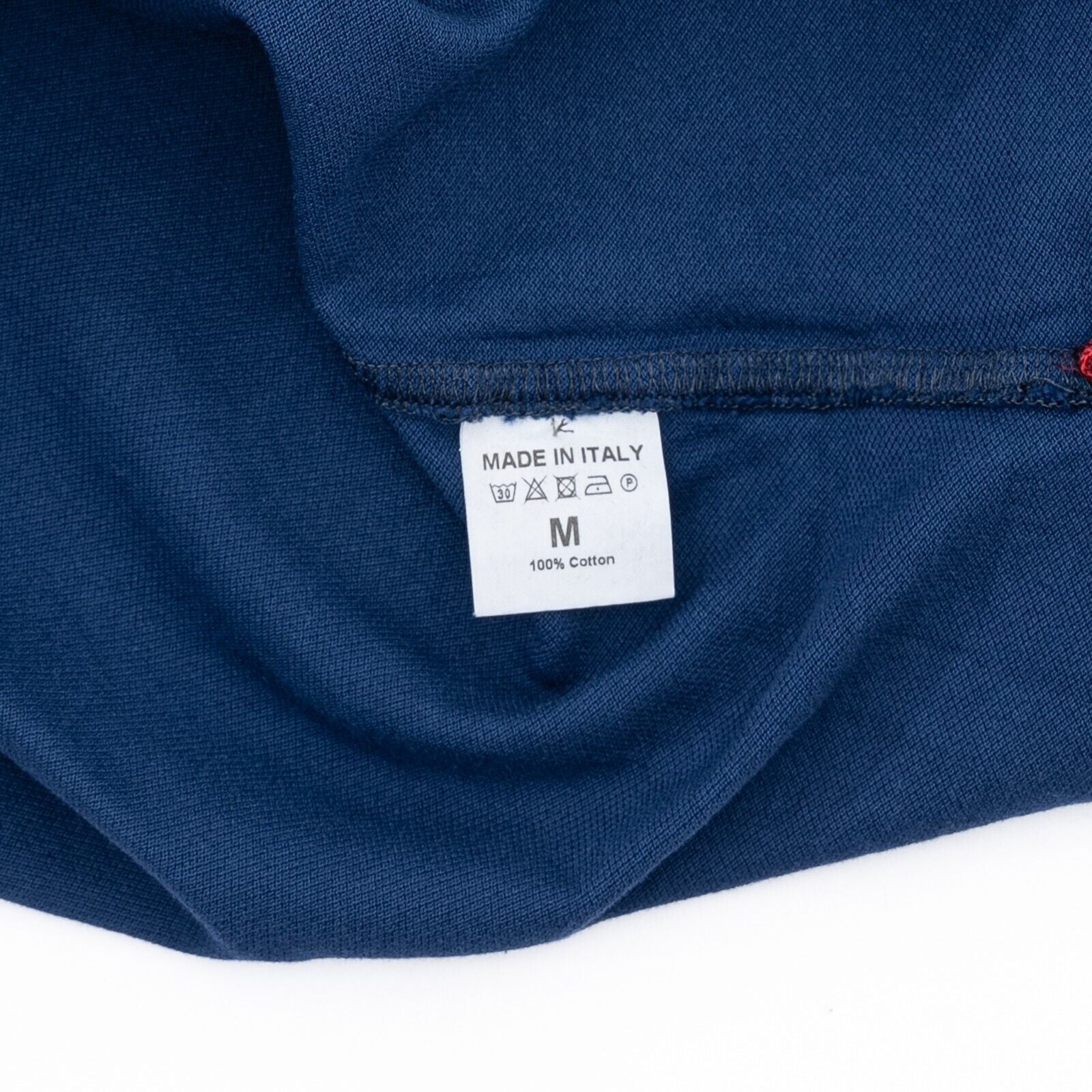 490$ ISAIA NAPOLI "Coral Logo" Blue Piquet Polo Short Sleeve Cotton Size M