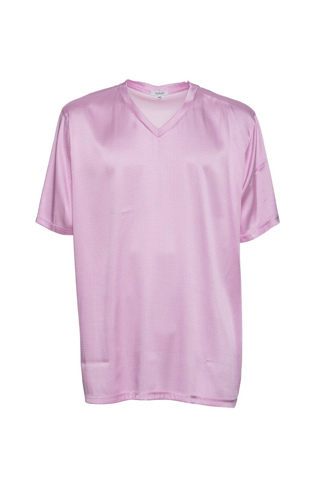 750$ ITALO FERRETTI T-Shirt Pink V-NECK" 100% Silk COMO STRETCH Size XXL ZILLI
