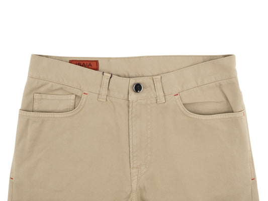 725$ ISAIA NAPOLI Beige 5 Pocket Denim Pant Cotton Slim Fit 32 US / 48 EU