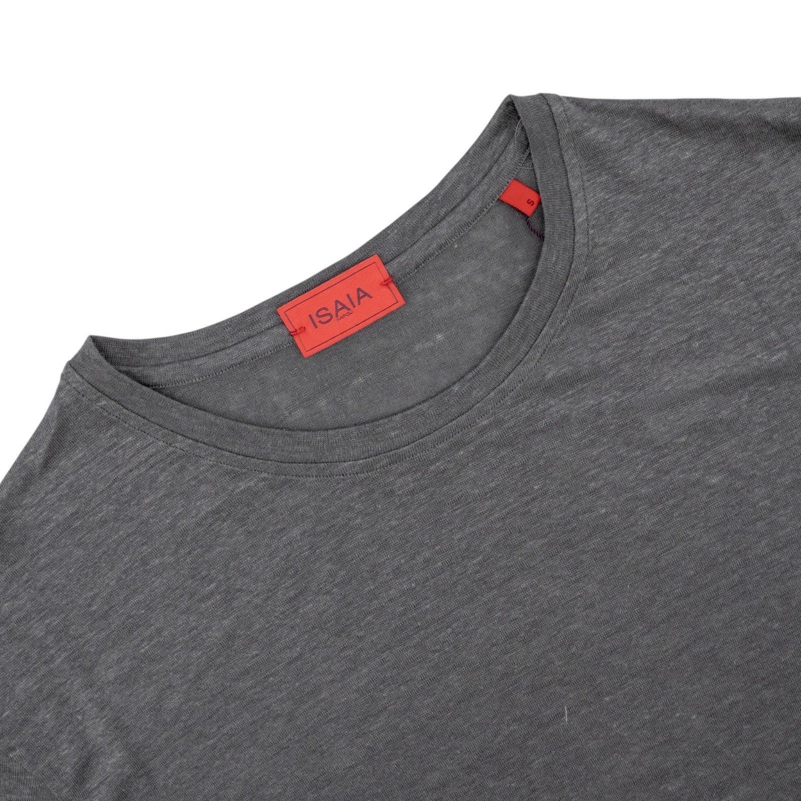 750$ ISAIA NAPOLI Gray Short Sleeve Handmade T-Shirt 100% Linen
