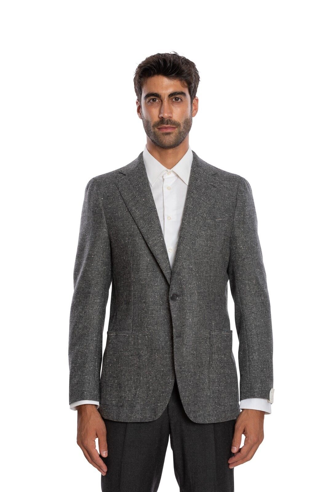 $2050 LUIGI BORRELLI "FIRENZE" Hand-Sewn Gray Jacket Sport Coat Donegal Wool