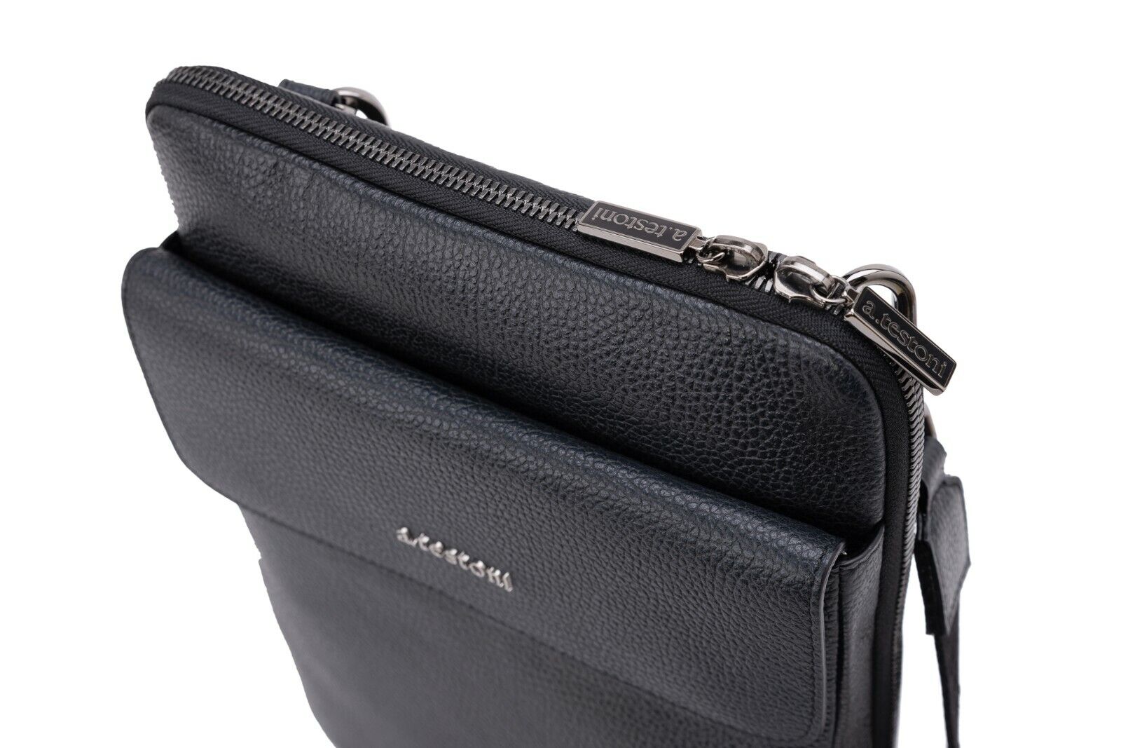 $1050 Testoni Bologna Blue Karibu Calf Clutch Bag / Pochette + Shoulder Strap