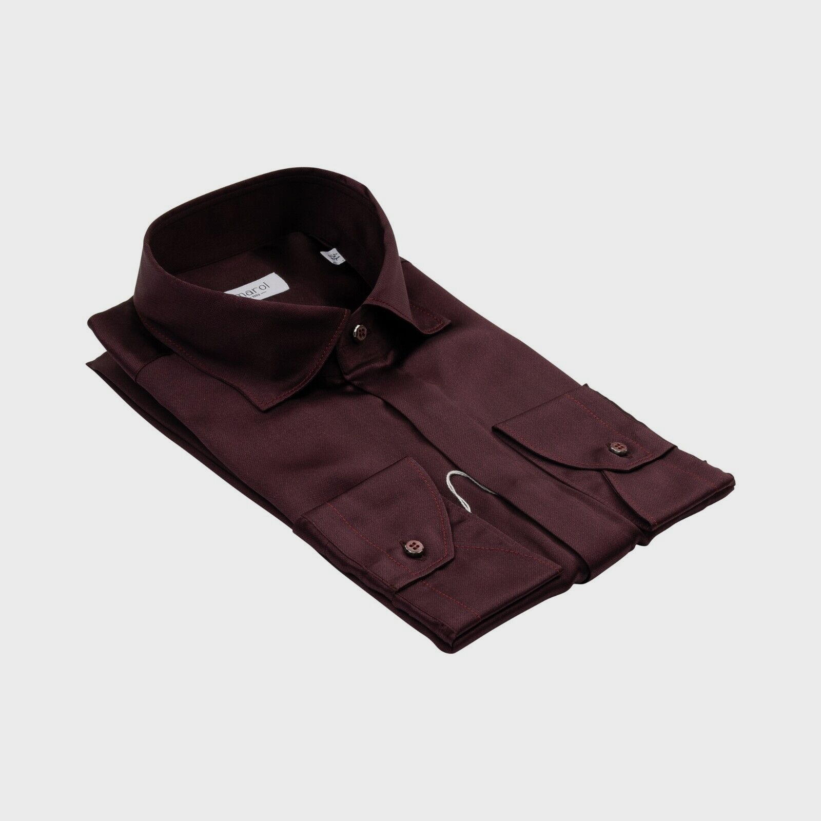 1400$ LUXURY MAROL BOLOGNA Solid Shirt Burgundy 100% COMO SILK Satin 16 - 41