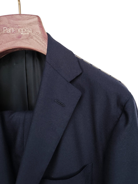$3500 SARTORIA PARTENOPEA NAPOLI Handmade Blue Solid Suit 100% Cashmere