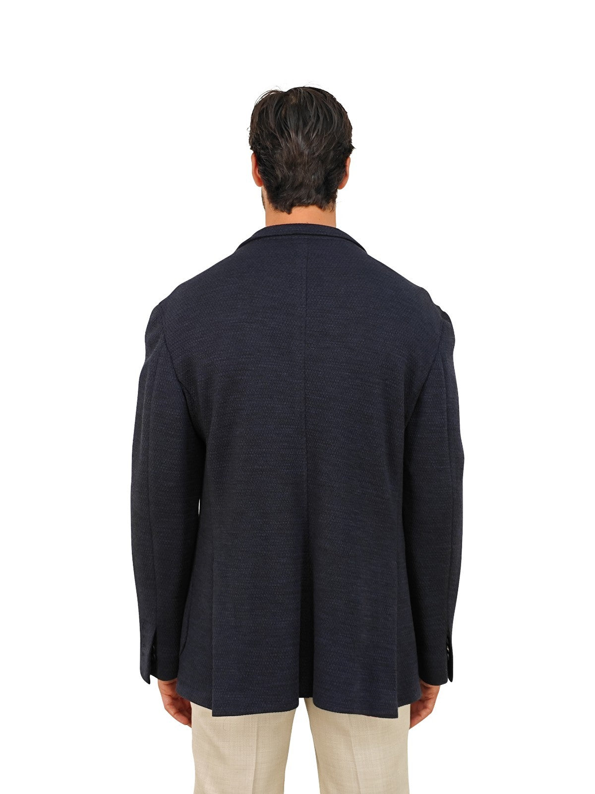 $1630 RUBINACCI NAPOLI Blue Jacket Sport Coat Knit Wool Stretch 44 US / 54 EU