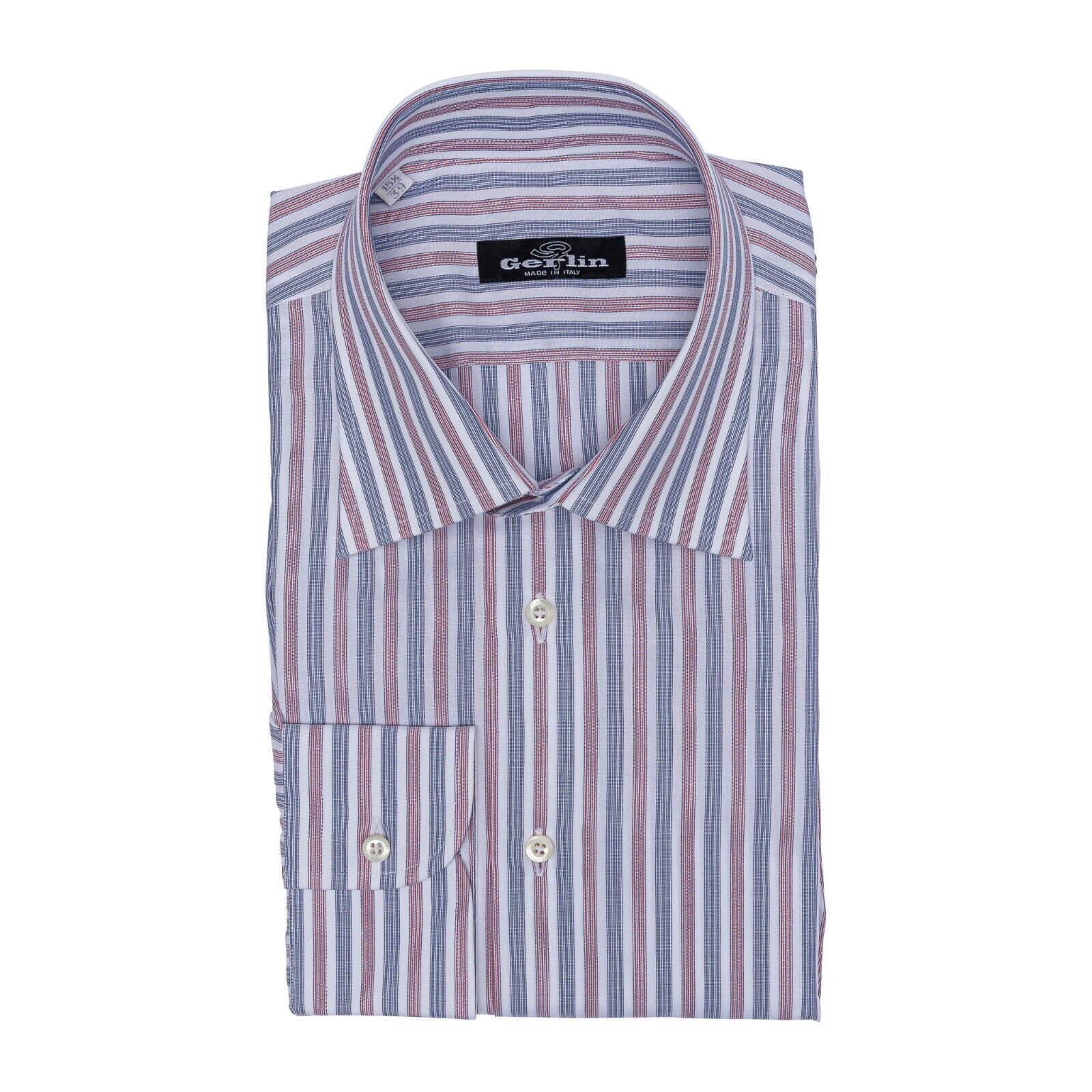 690$ LUXURY GERLIN Shirt Red - White - Blue Striped Cotton 2AP ZILLI