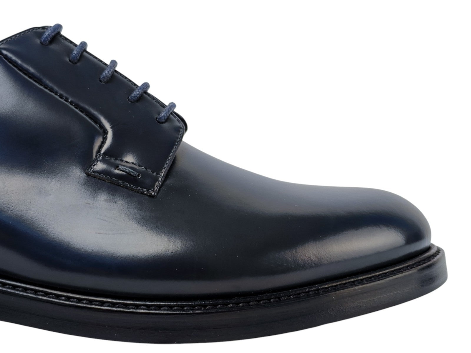 1200$ TESTONI "Vietri" Derby Shoes Brush Off Calf Navy (2) 8 UK / 9 US / 42 IT