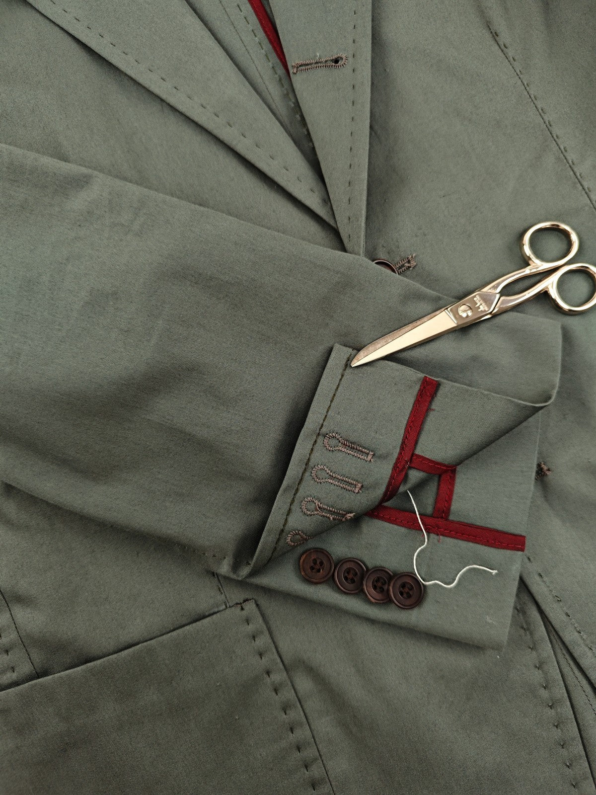 $1690 RUBINACCI NAPOLI Green Off Single Breasted Jacket Cotton