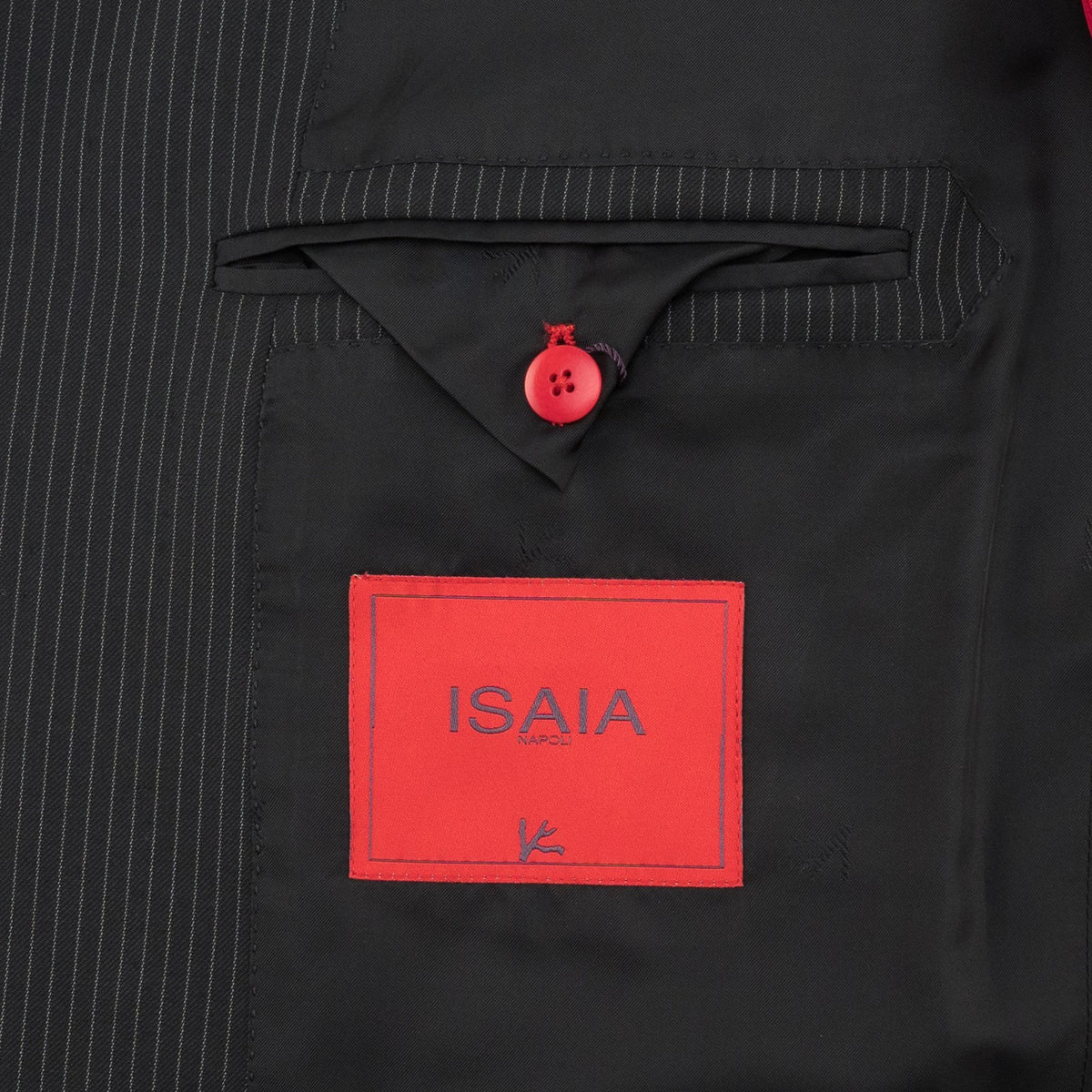 $6600 ISAIA NAPOLI "Marechiaro" Black Suit Fine Wool 4 Season 46 US / 56 EU 8R