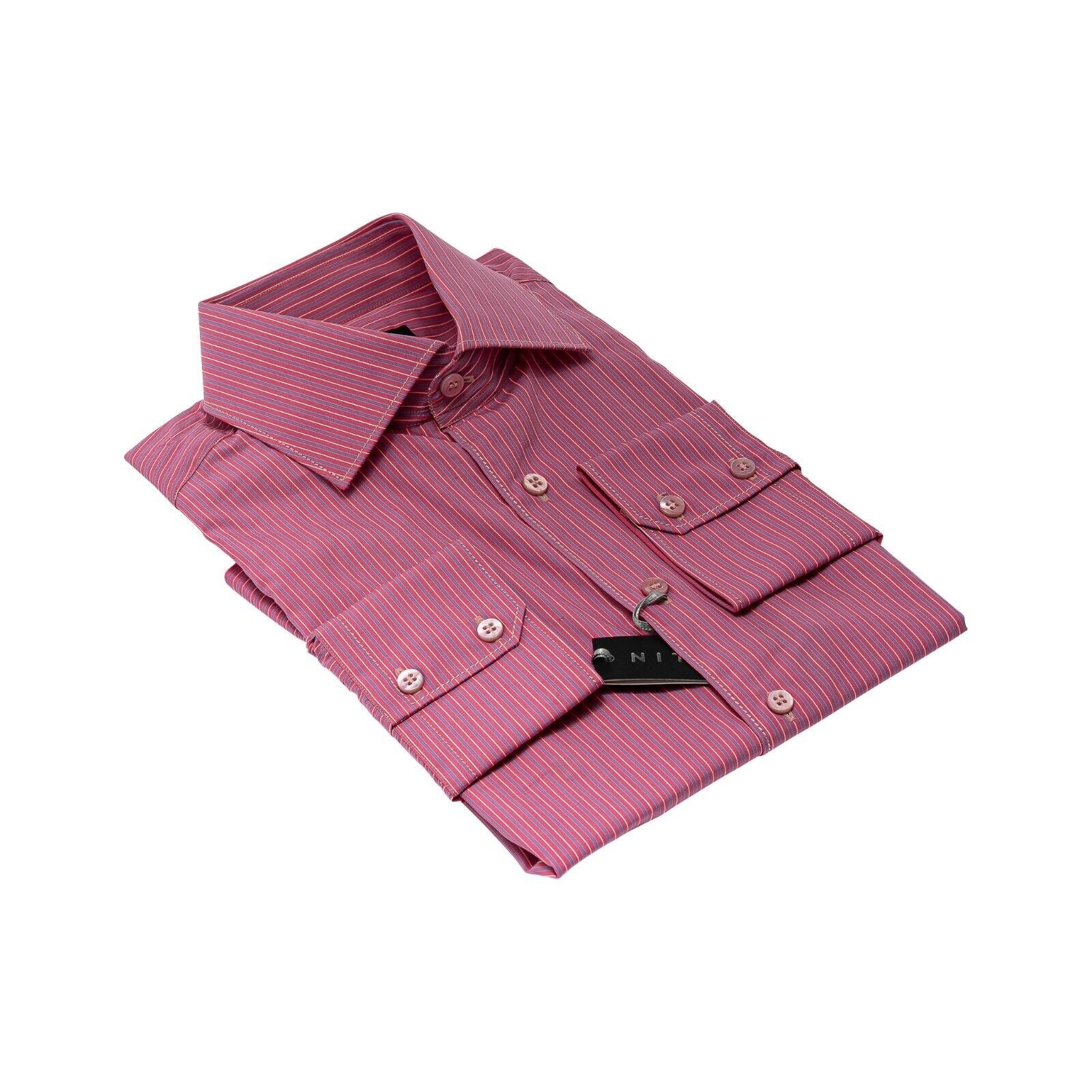 690$ LUXURY GERLIN Shirt Dark Pink "CAPRI TELA" Cotton 16 - 41 7S BIJAN