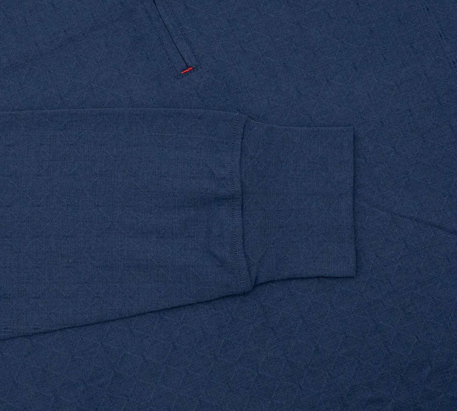 1100$ ISAIA NAPOLI Jaquard Soft Cotton Silk Short Sleeve Zip Polo Blue