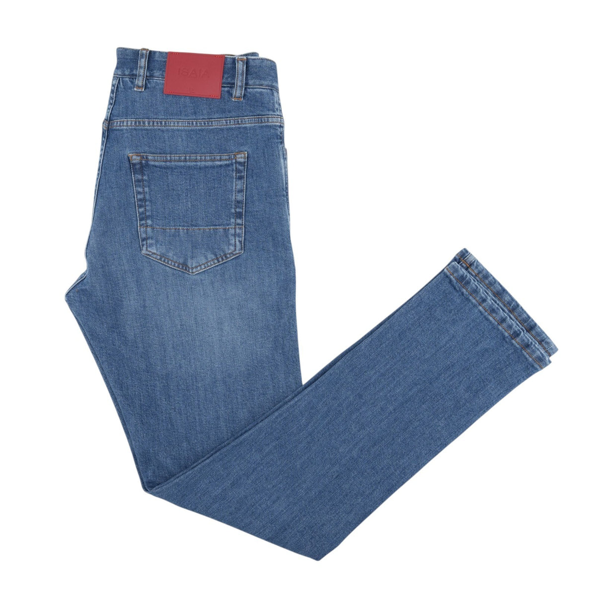 715$ ISAIA NAPOLI Blue Denim Jeans 5 Pocket Pant Cotton Regular Fit