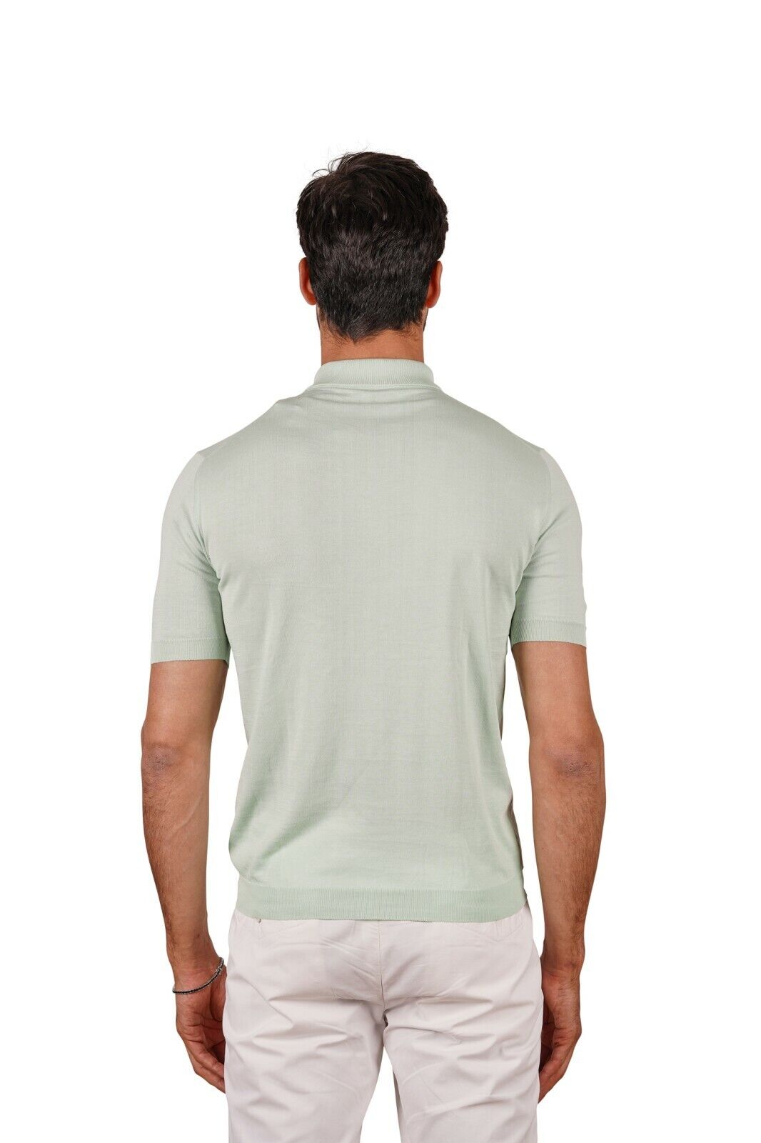 240$ Italian Luxury Knitwear GRAN SASSO Knit Polo Sweater "Fresh Cotton" Cèladon
